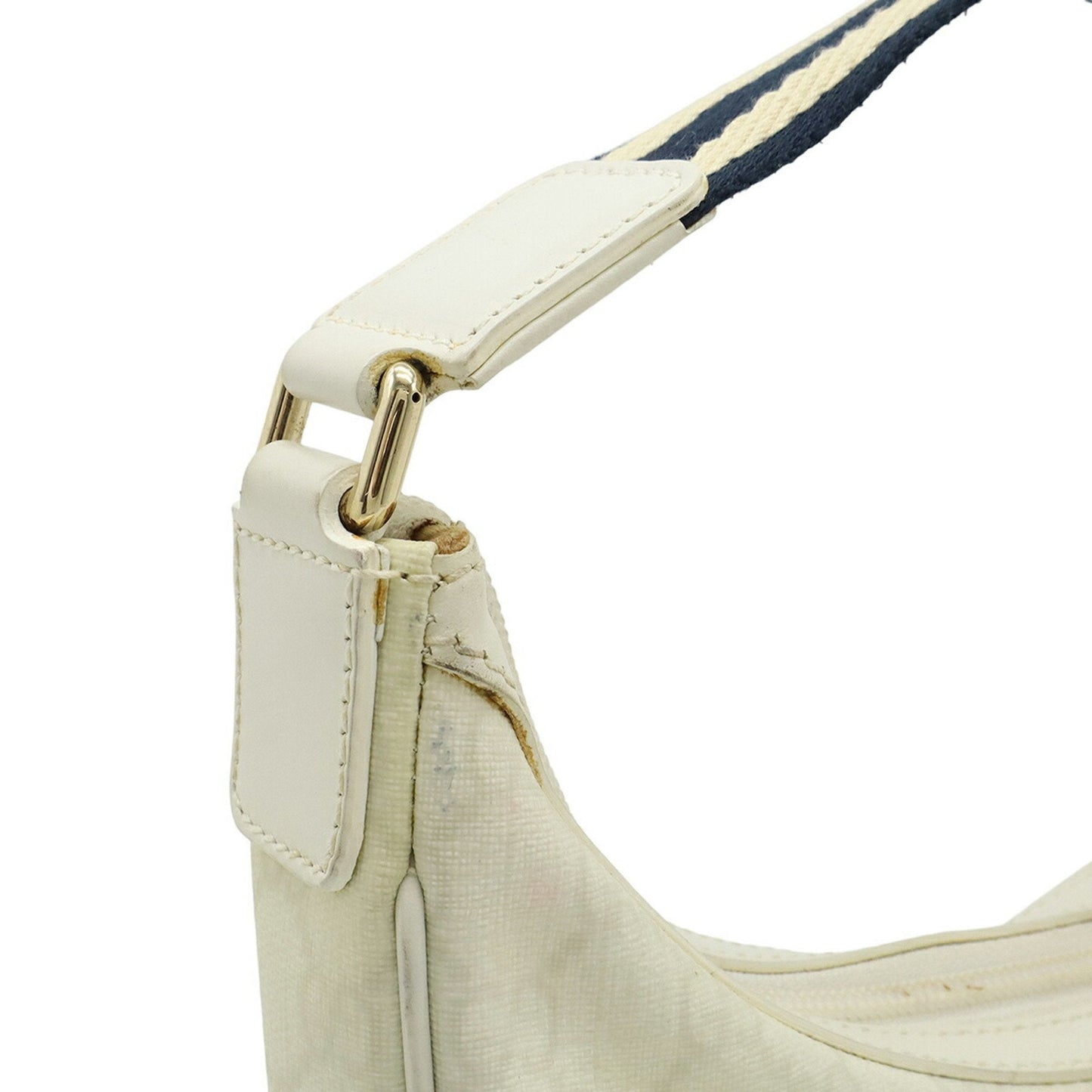 Gucci Navy White Pvc Leather Handbag Shoulder Bag ( )