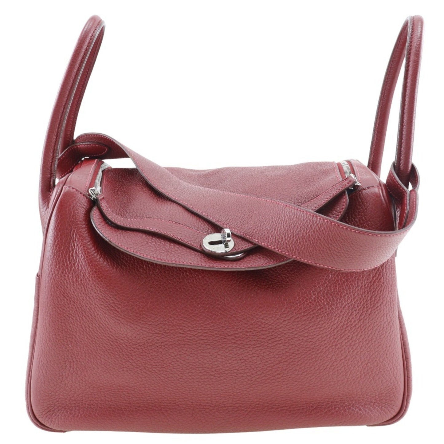 Hermes Lindy Red Color Taurillon Clemence Leather Handbag ( )
