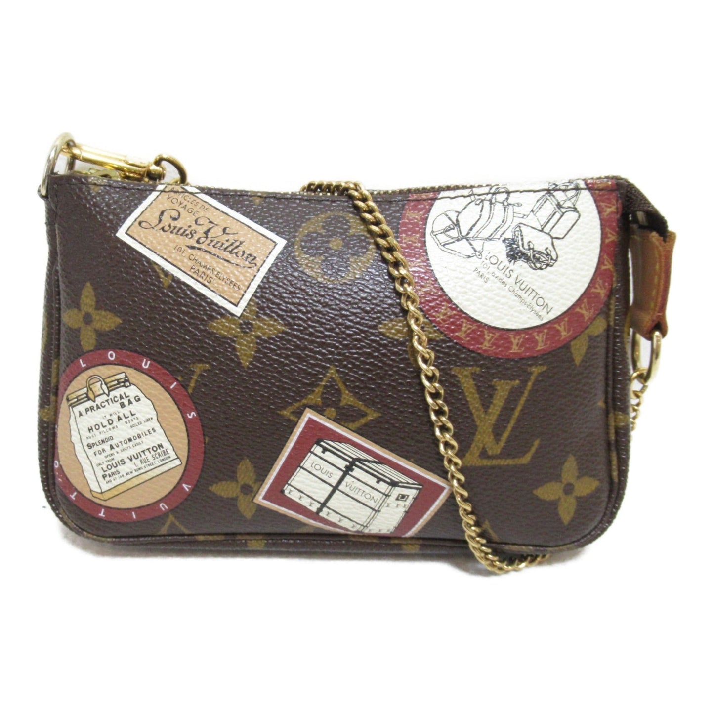 LOUIS VUITTON Mini Pochette Accessoires Accessory Pouch Brown PVC coated canvas Monogram patch M95804