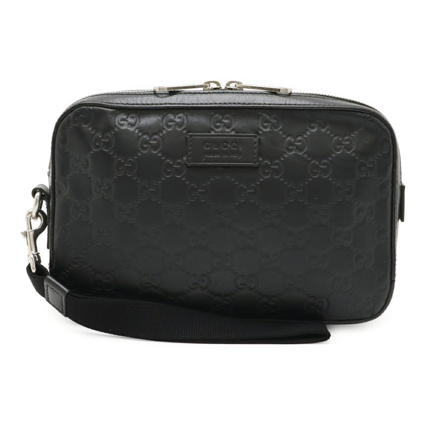 Gucci Black Leather Clutch Bag Handbag ( )