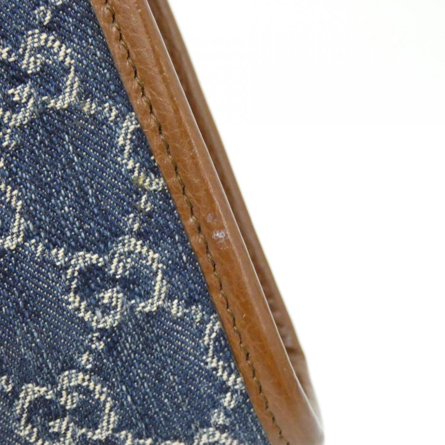 Gucci Brown Dark Blue Jacquard Leather Handbag ( )