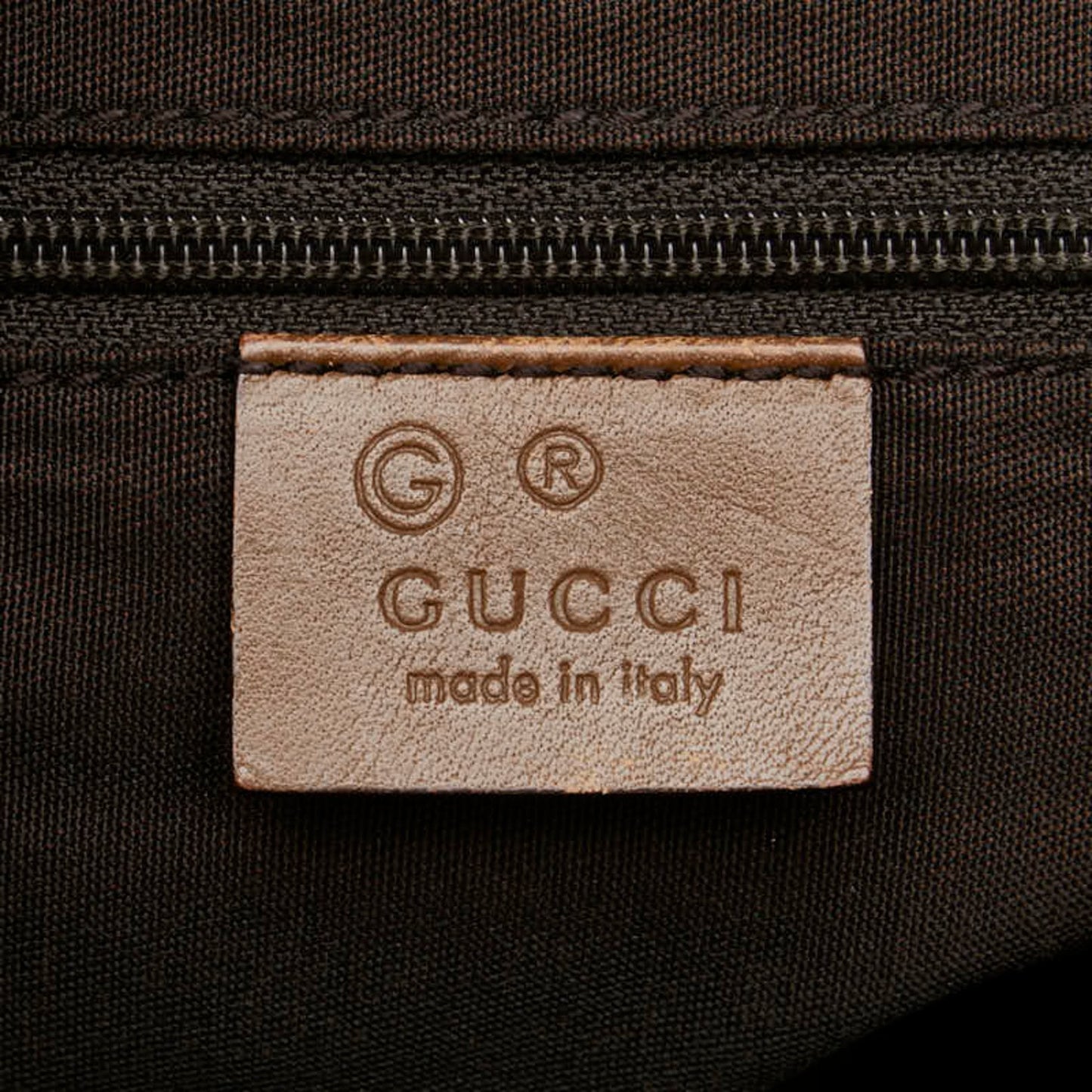 Gucci Beige Brown Canvas Leather Shoulder Bag ( )
