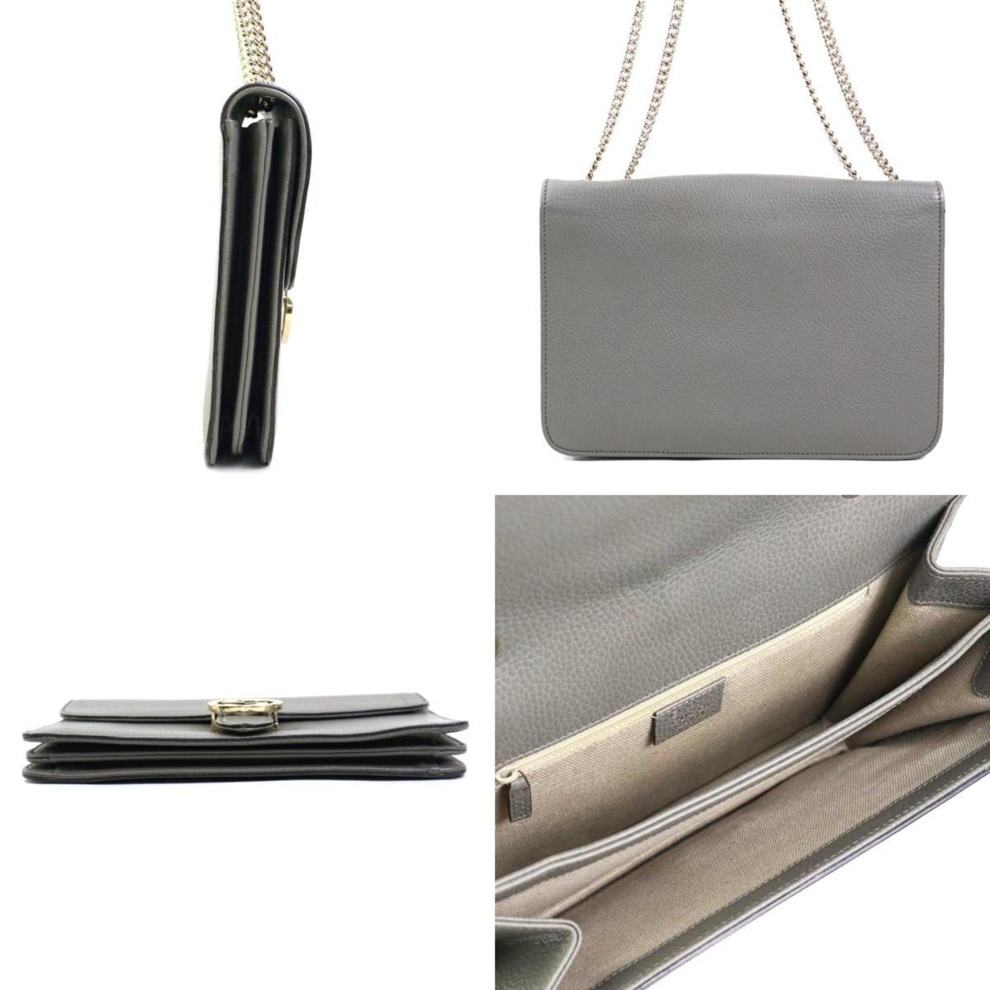 Gucci Gray Leather Shoulder Bag ( )