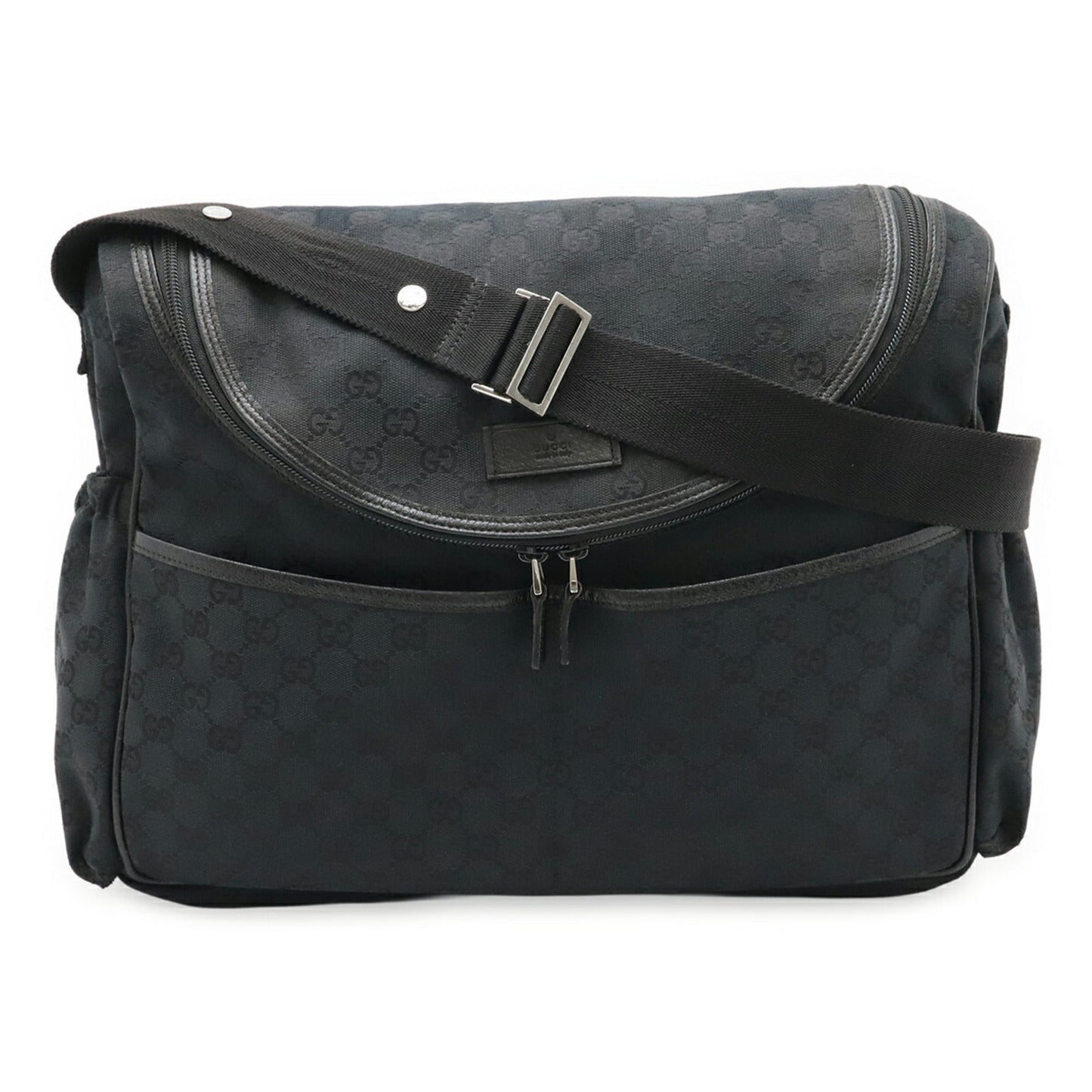 Gucci Black Gg Canvas Leather Shoulder Bag ( )