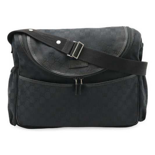 Gucci Black Gg Canvas Leather Shoulder Bag ( )