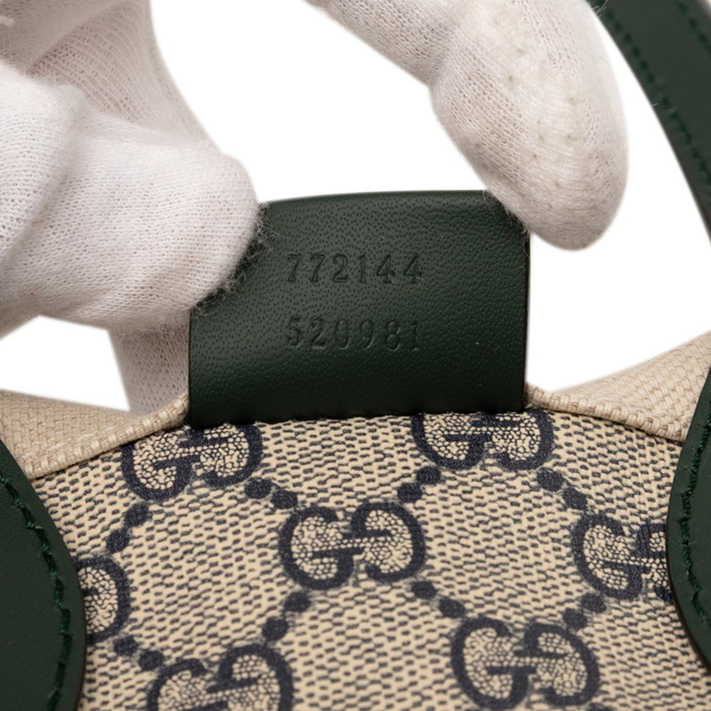 Gucci Beige Green Canvas Leather Shoulder Bag ( )