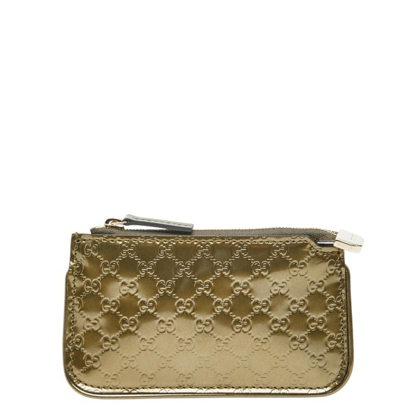 Gucci Gold Patent Leather Micro Gg Leather Coin Purse/Coin Case ( )