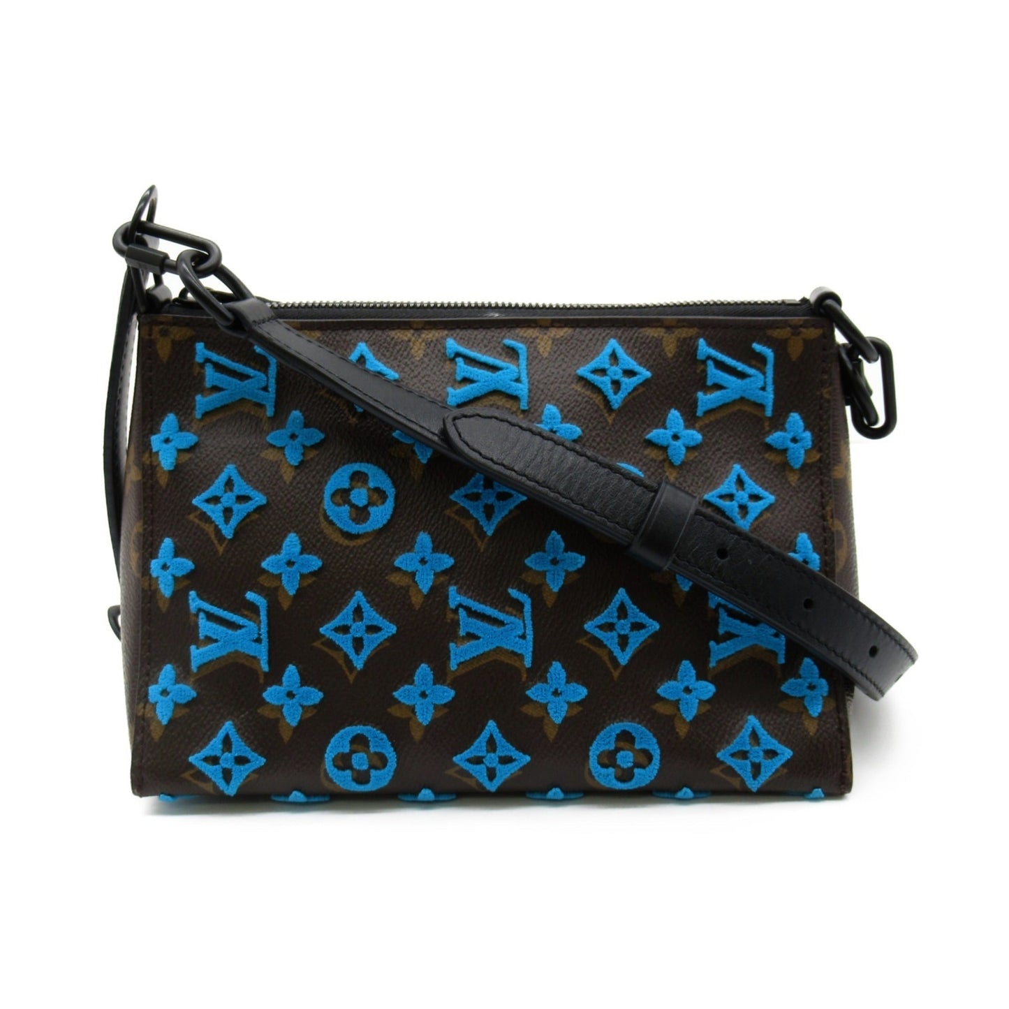 LOUIS VUITTON Triangle Messenger Brown Turquoise PVC coated canvas Handbag