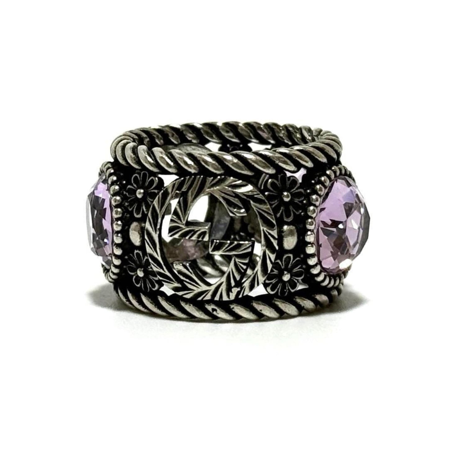 Gucci Silver Rhinestone Silver 925 Band Ring ( )