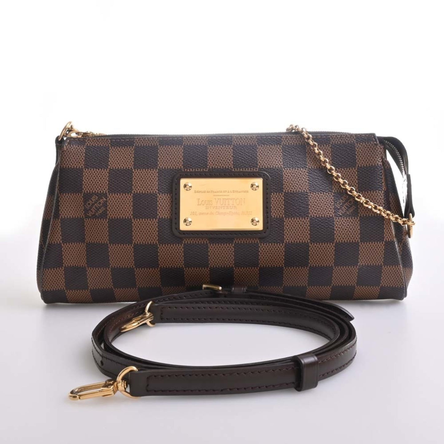LOUIS VUITTON Damier Eva Chain Shoulder Bag N55213 Brown Women's