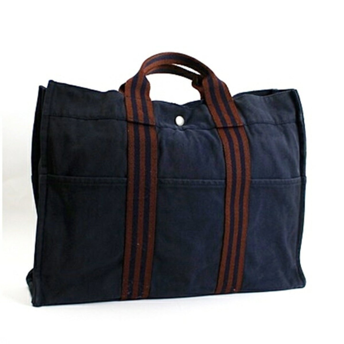 Hermes Navy Canvas Tote Bag ( )