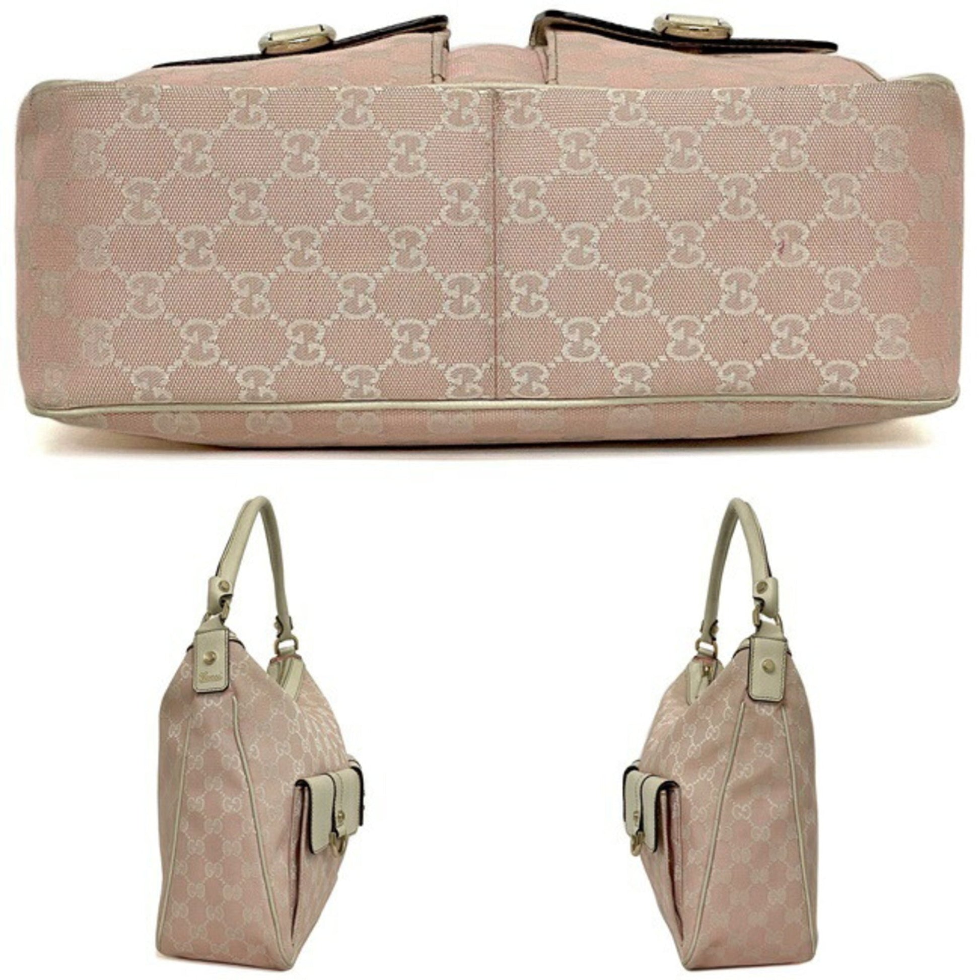 Gucci Abbey White Leather Canvas Handbag