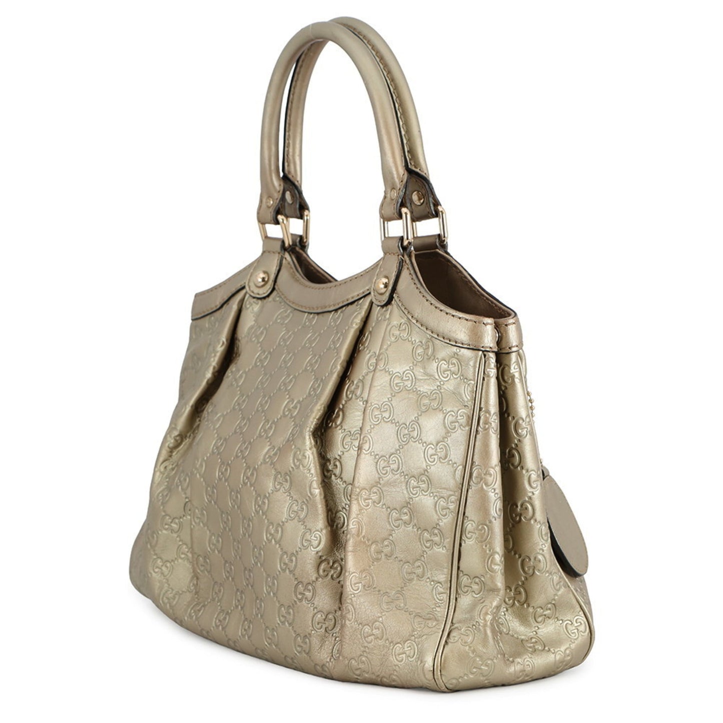 Gucci Sukey Beige Gold Leather Handbag ( )