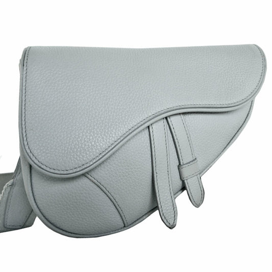 Christian Dior Light Gray Leather Saddle Bag Sling Bag ()