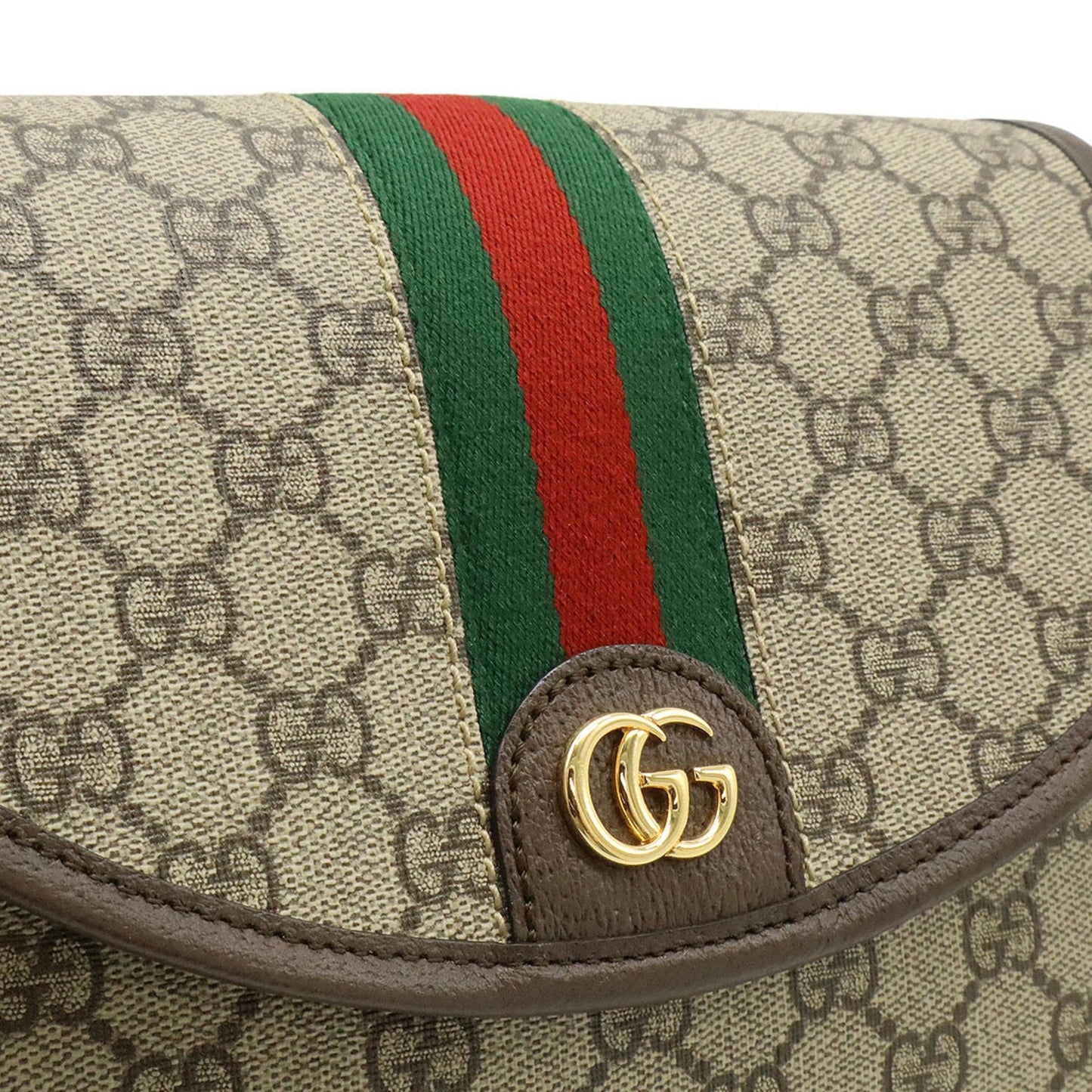 Gucci Beige Brown Green Red Color Gg Supreme Leather Shoulder Bag ( )