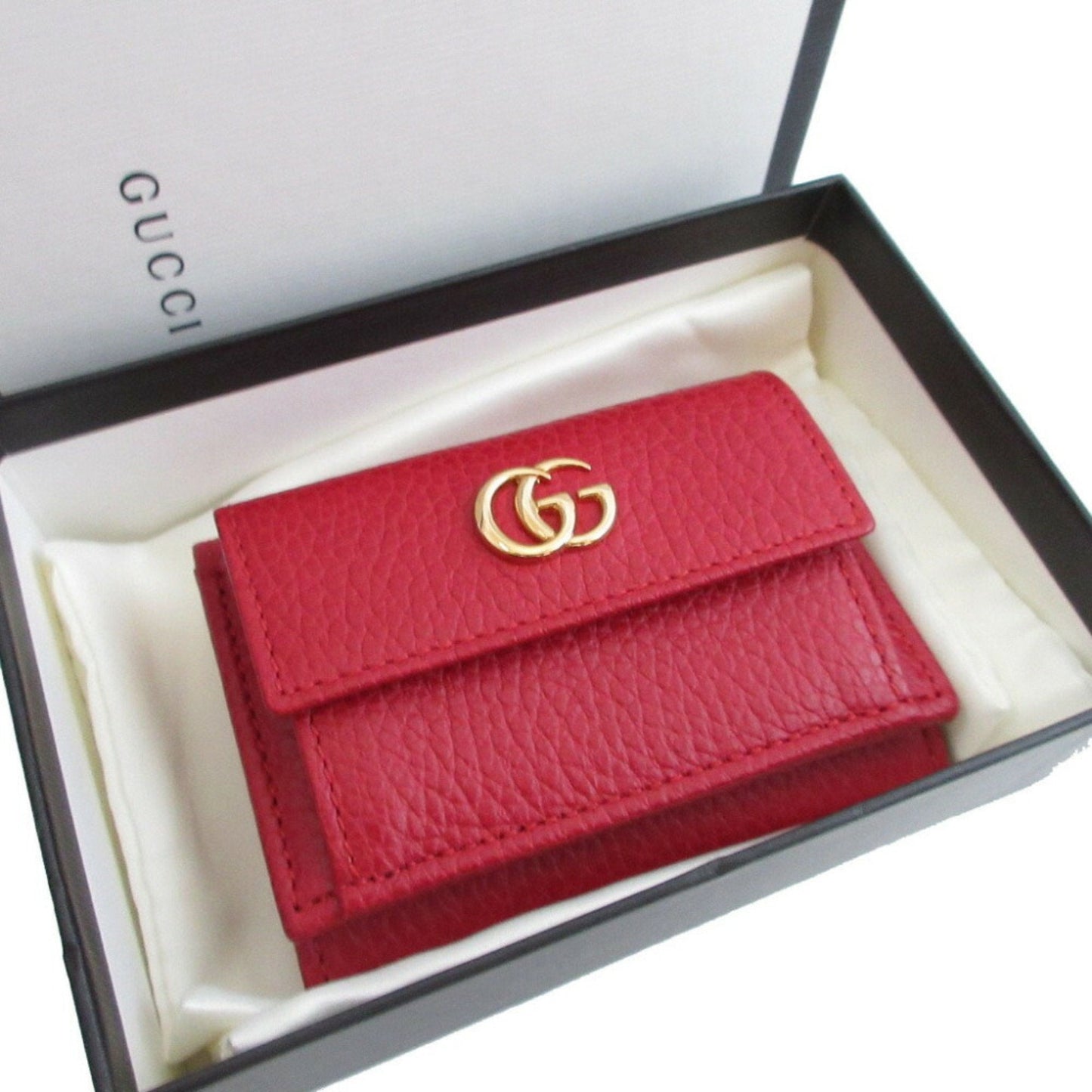 Gucci Red Color Leather Wallet (Tri-Fold) ( )