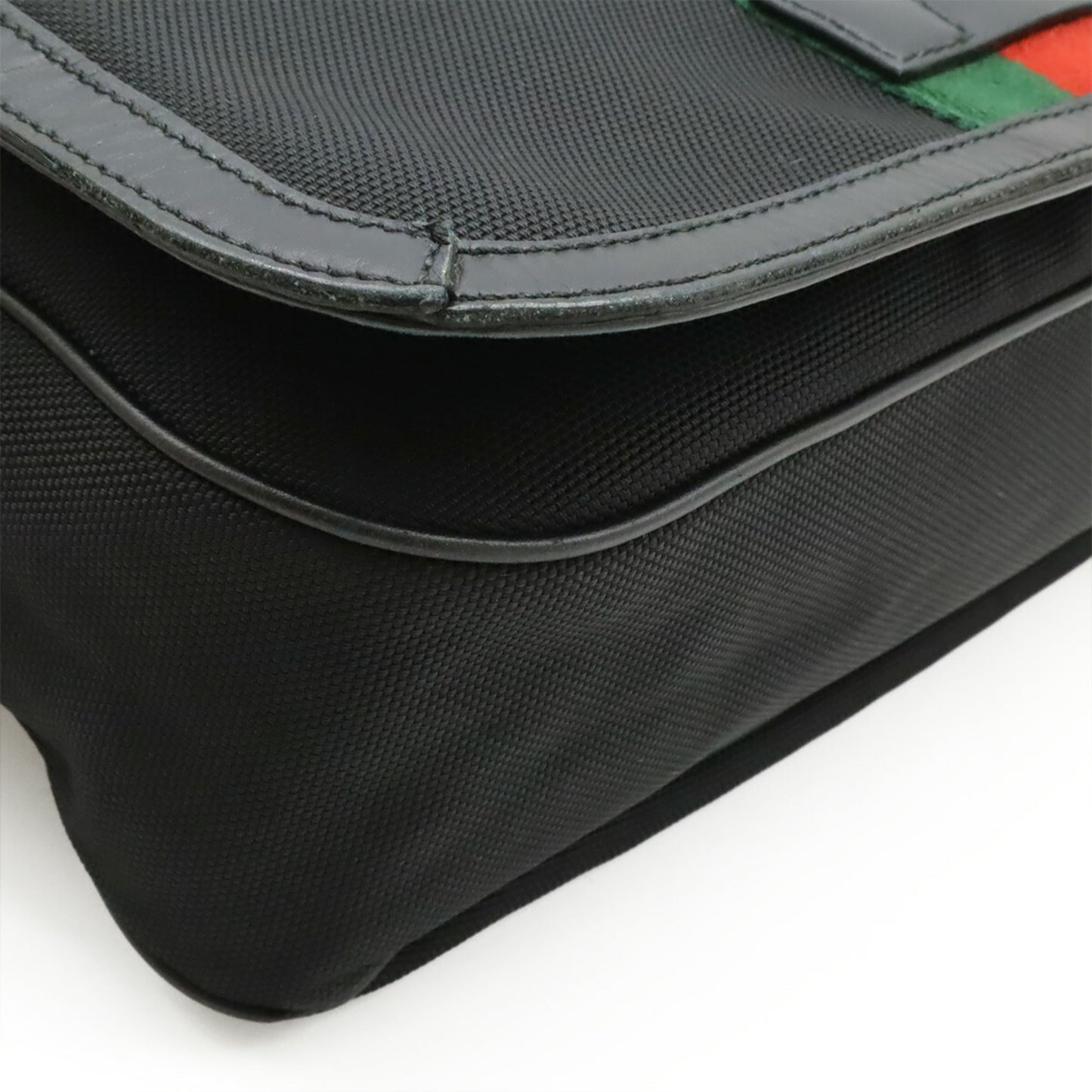 Gucci Sherry Line Black Green Red Color Nylon Canvas Shoulder Bag ( )