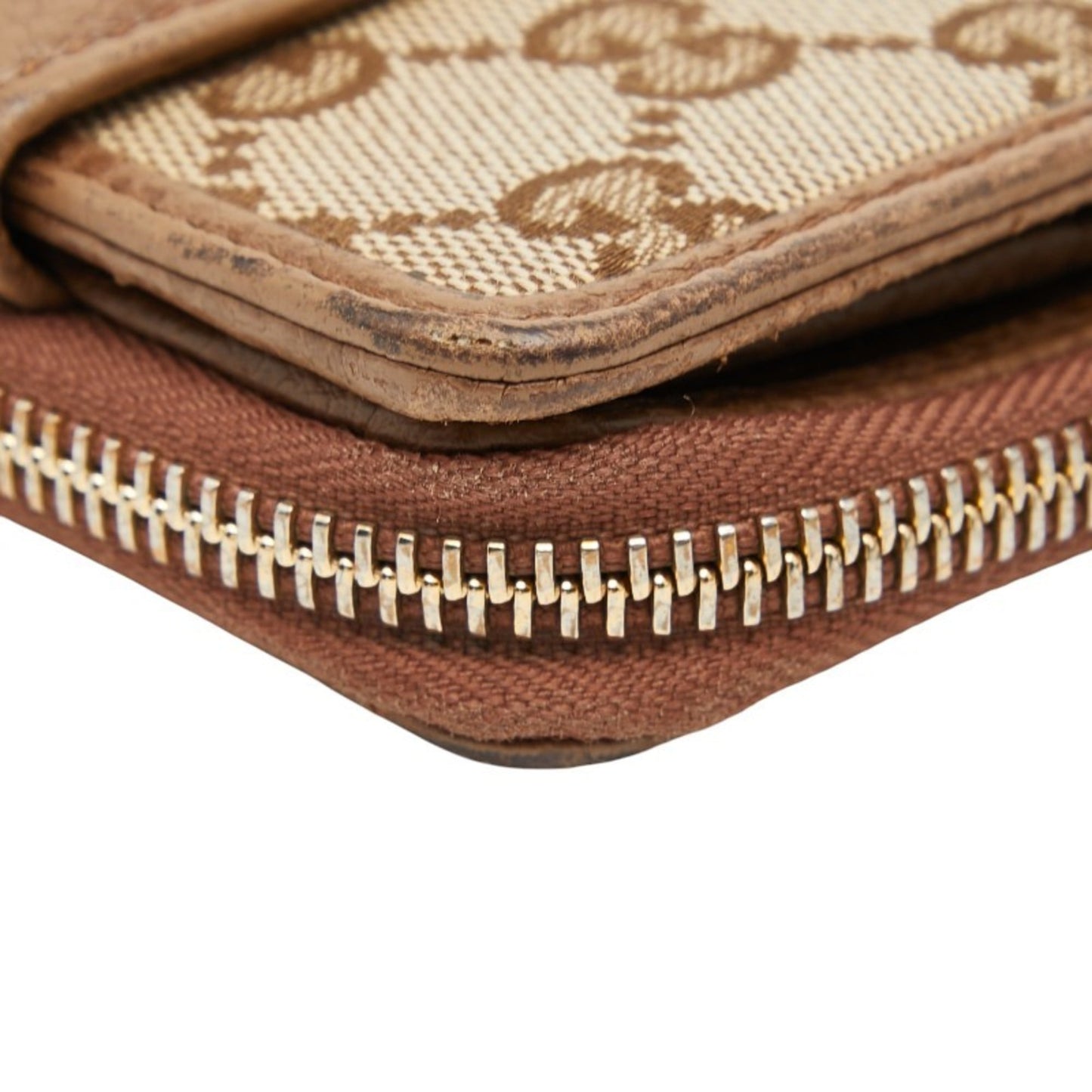 Gucci Beige Brown Canvas Leather Wallet (Bi-Fold) ( )
