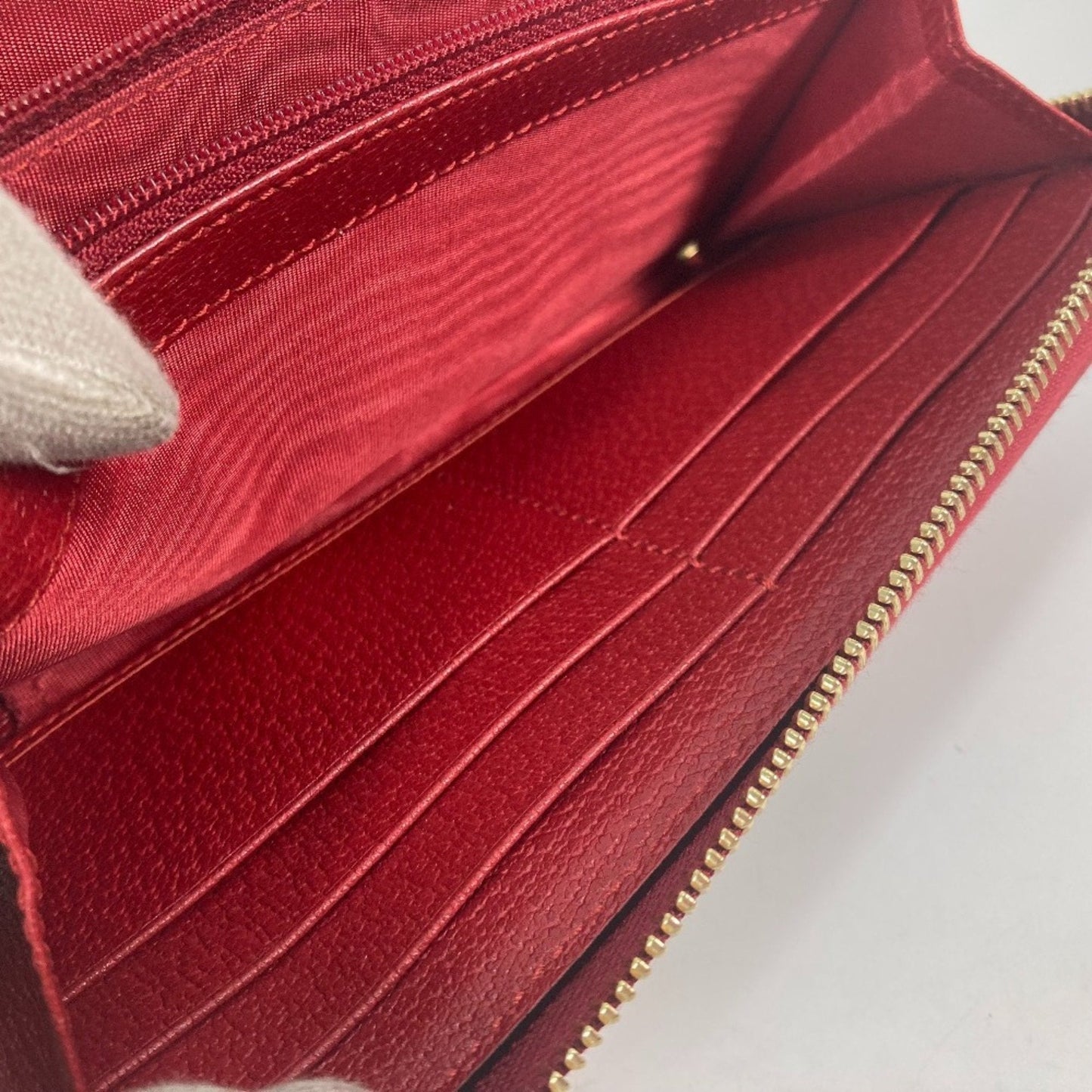 Gucci Blue Red Color White Canvas Leather Long Wallet (Bi-Fold) ( )