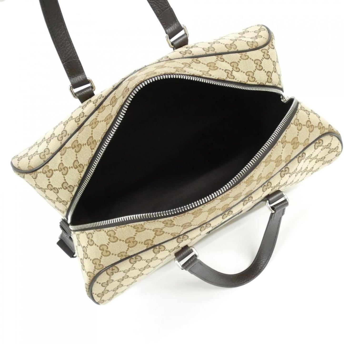Gucci Beige Brown Gg Canvas Boston Bag ( )