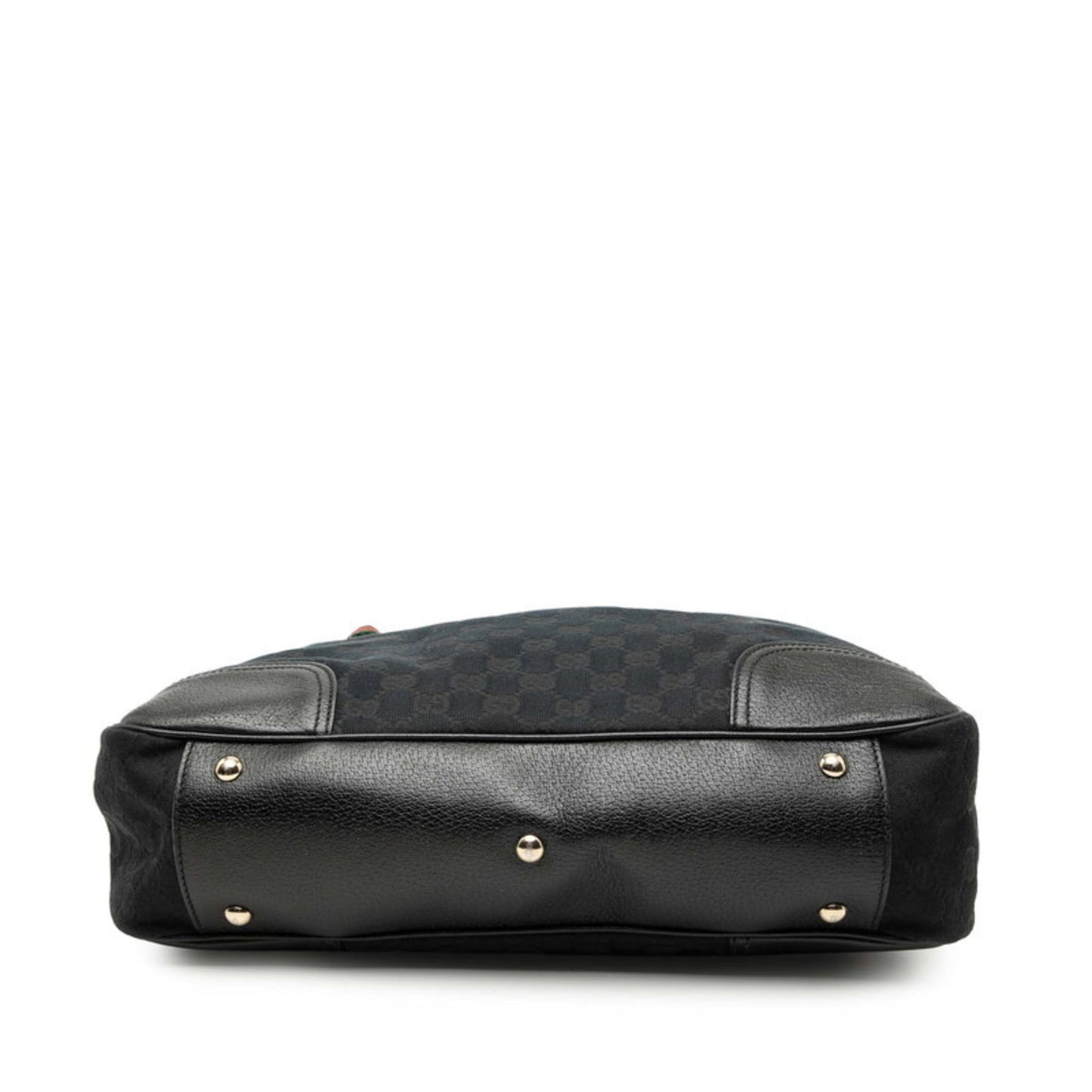 Gucci Black Canvas Leather Shoulder Bag Tote Bag ( )