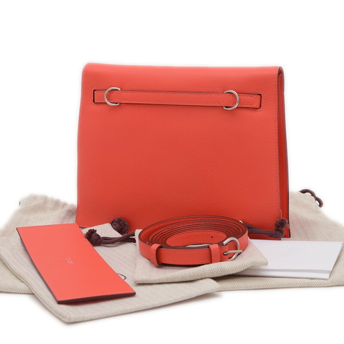 Hermes Orange Handbag Pochette Shoulder Bag ( )
