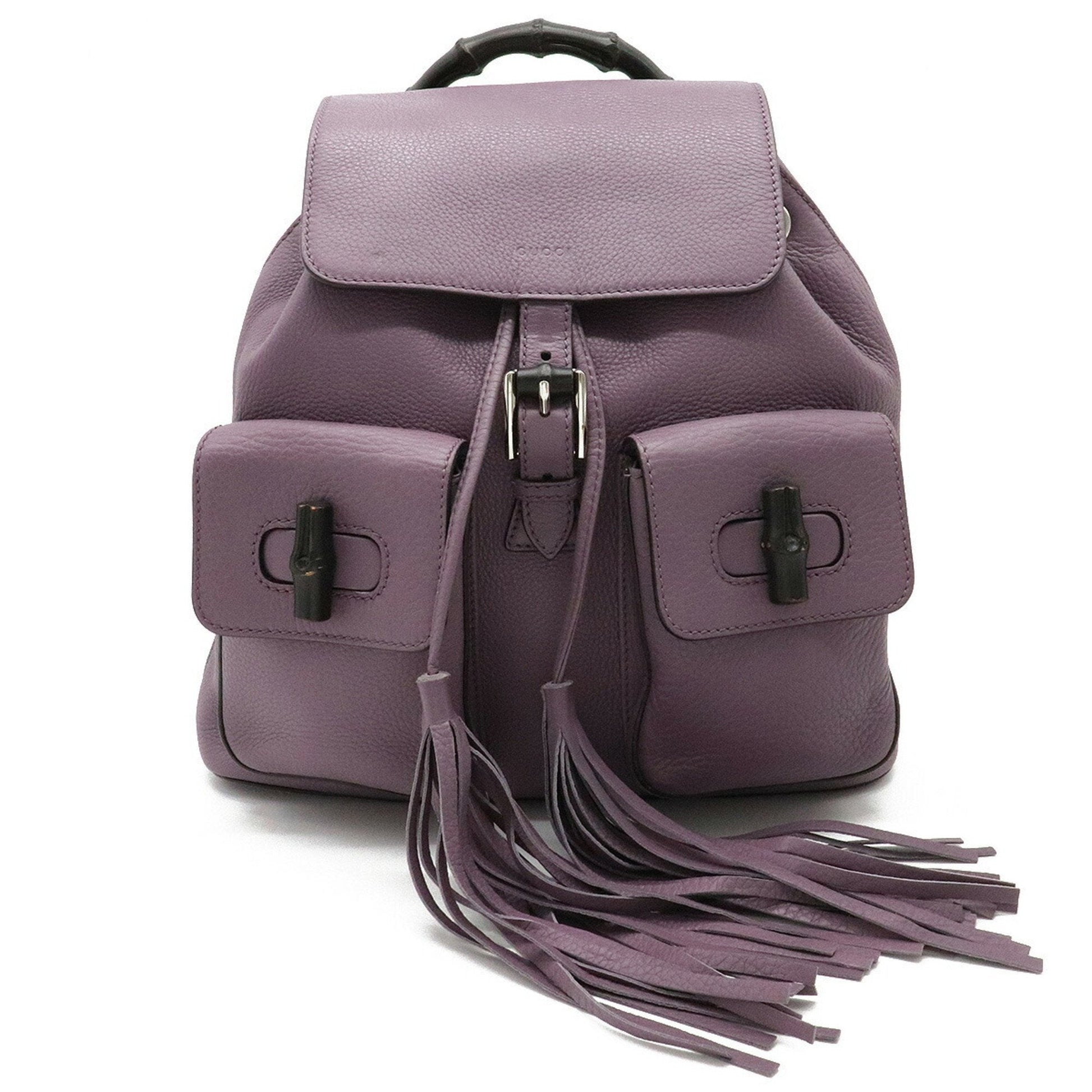 Gucci Bamboo Purple Leather Shoulder Bag