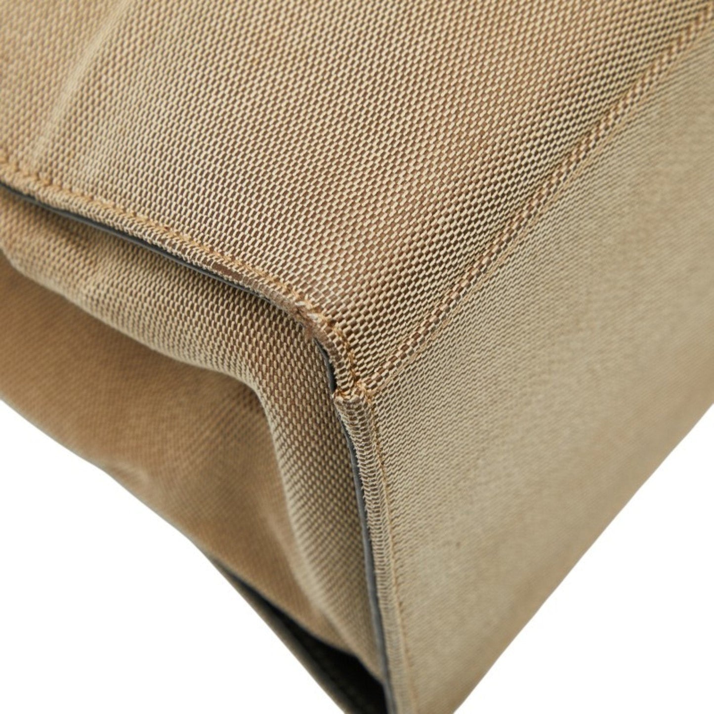 Gucci Bamboo Beige Black Canvas Handbag Tote Bag ( )