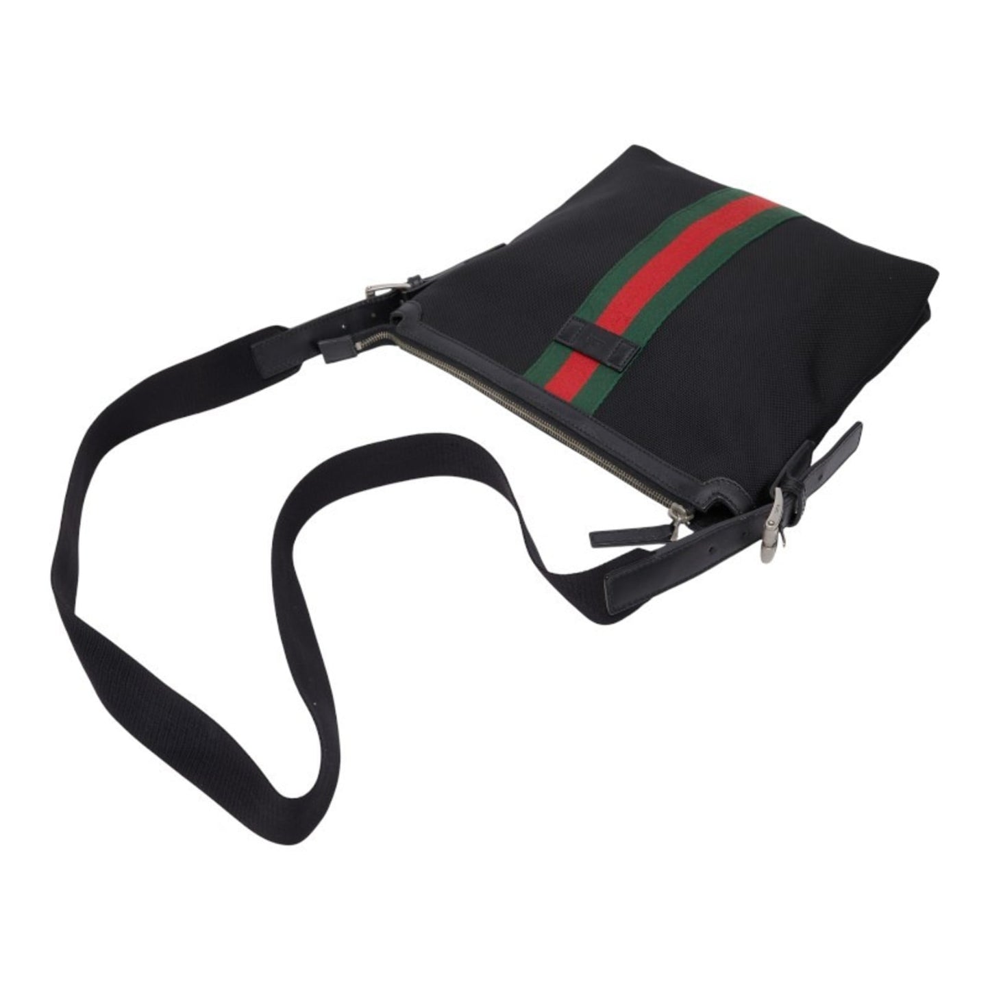 Gucci Black Nylon Leather Shoulder Bag ( )