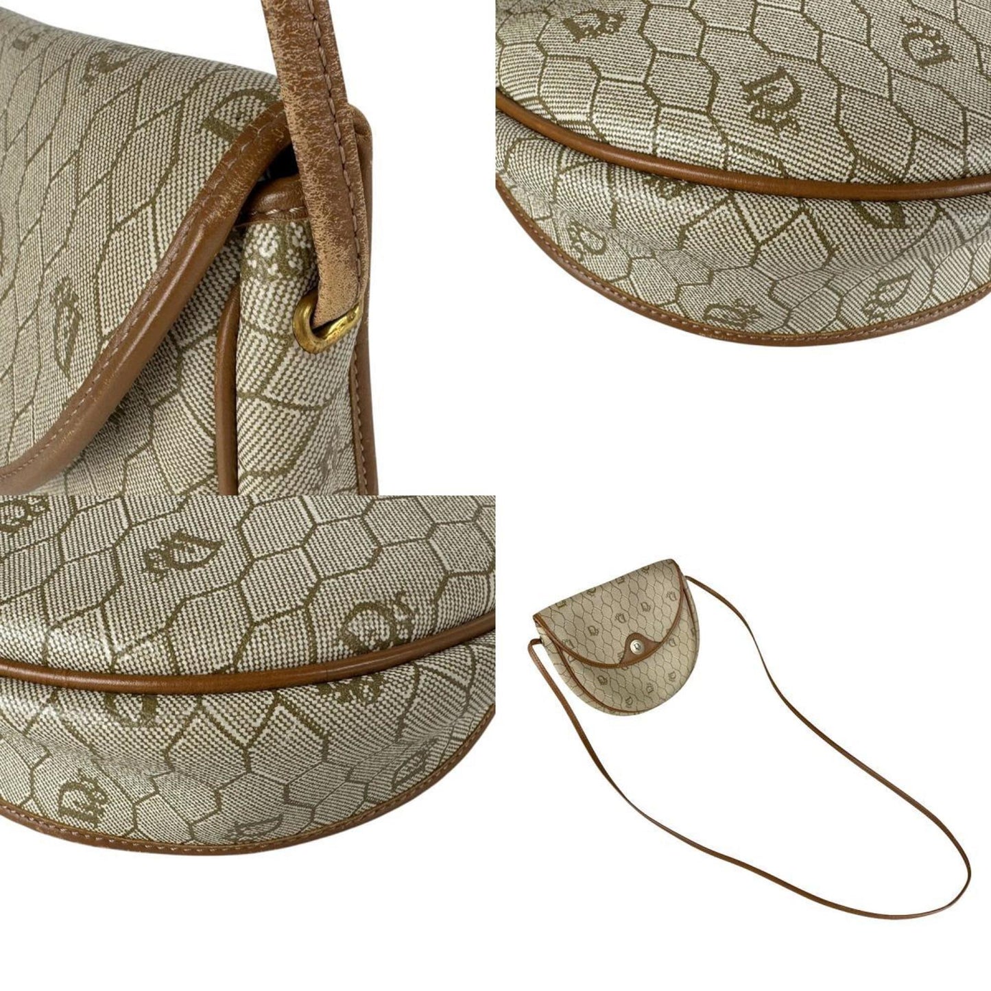 Christian Dior Beige Brown Pvc Leather Shoulder Bag ()