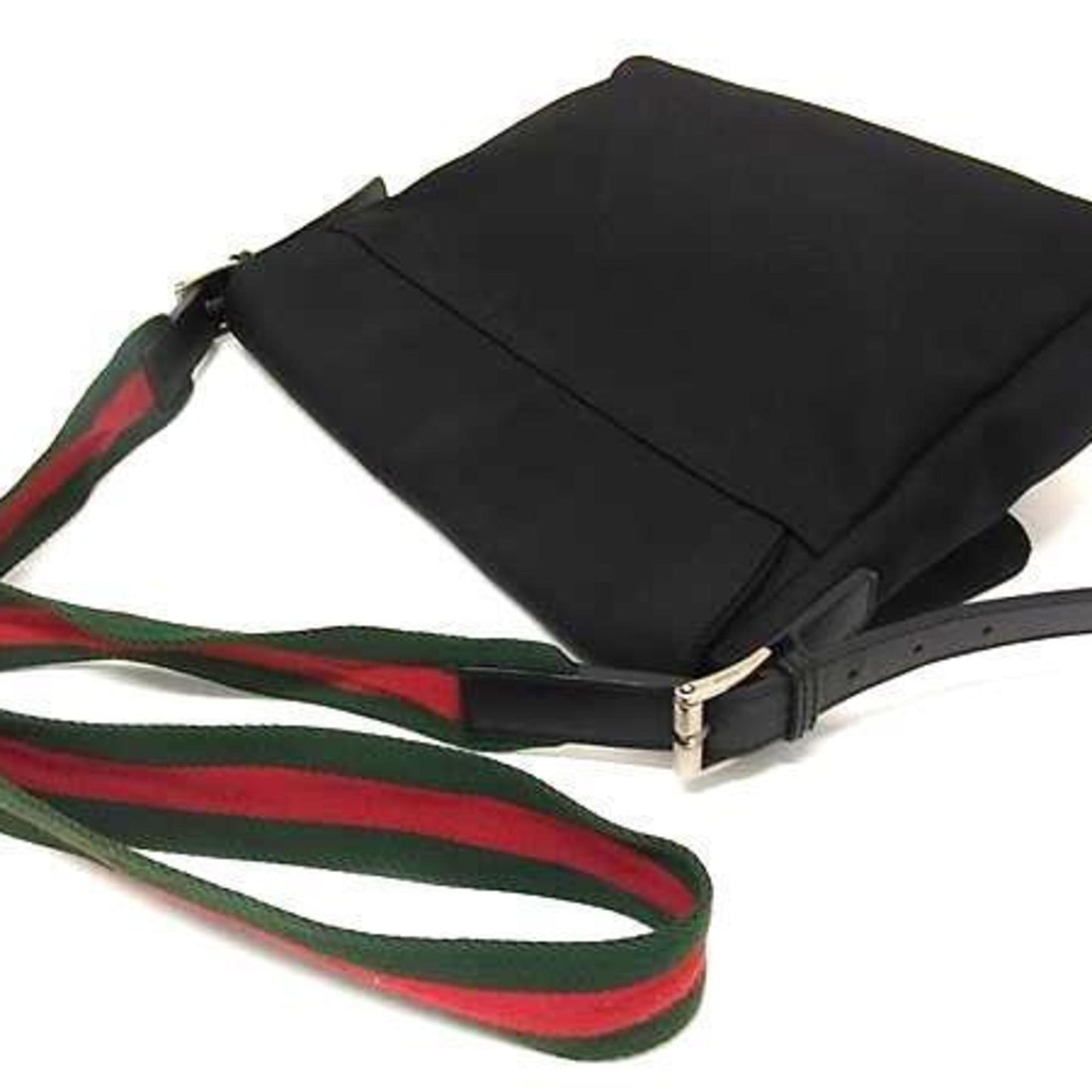 Gucci Black Canvas Leather Messenger Bag Shoulder Bag ( )