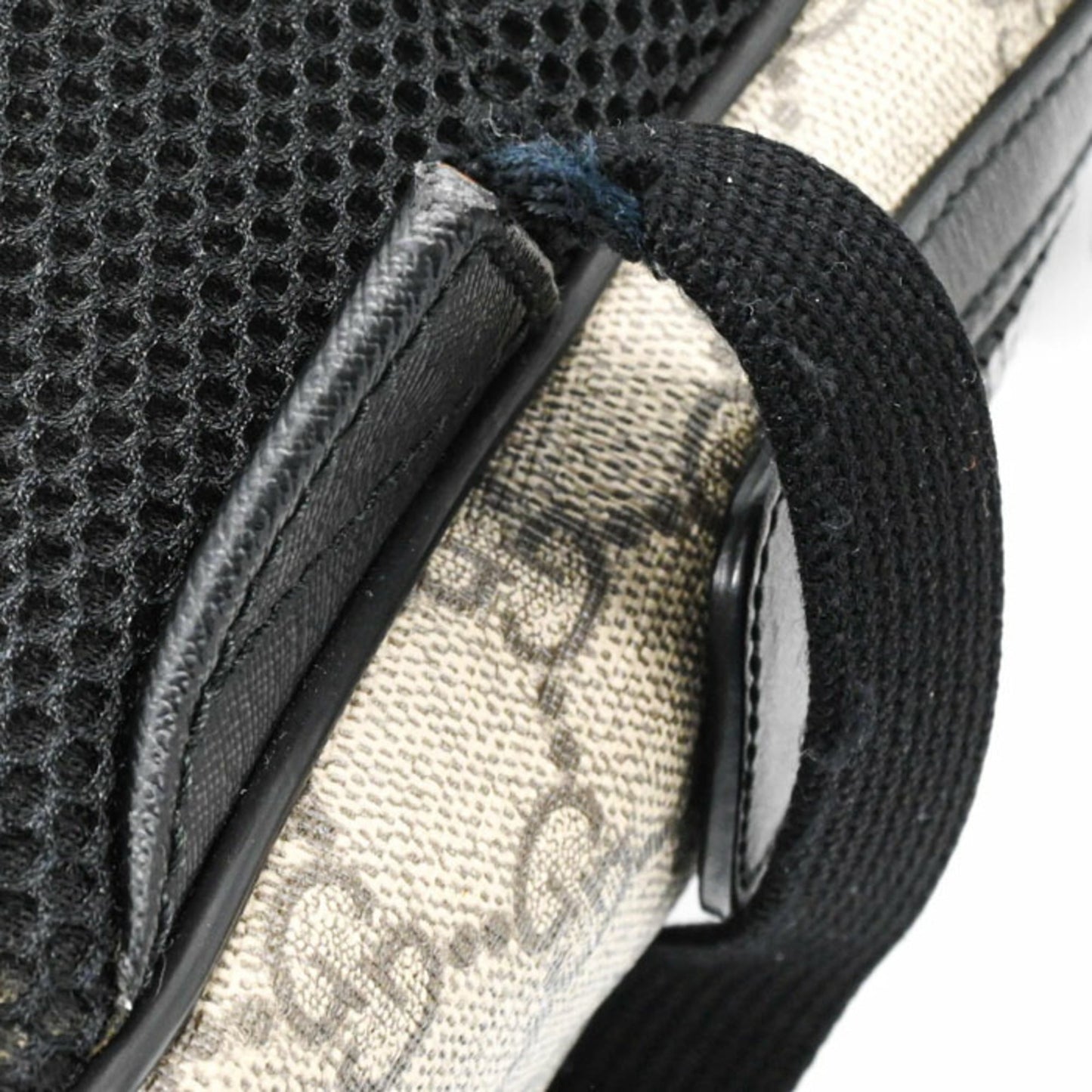 Gucci Beige Black Gg Supreme Leather Backpack ( )