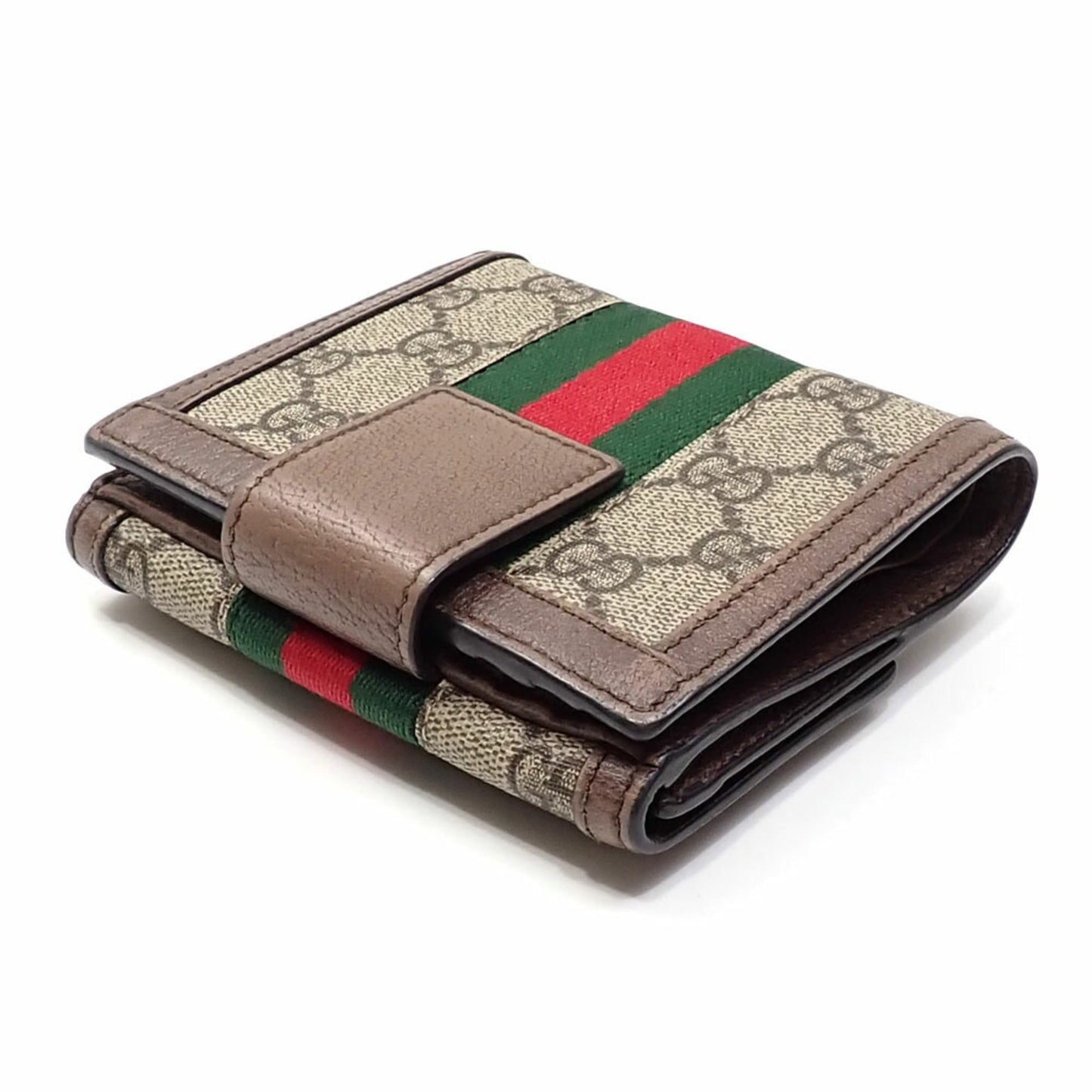 Gucci Beige Brown Gg Supreme Leather Wallet (Bi-Fold) ( )