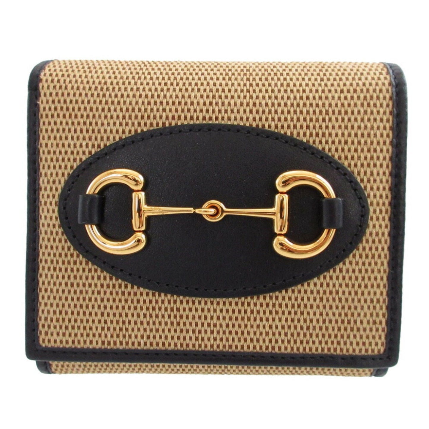 Gucci Beige Navy Canvas Leather Wallet (Tri-Fold) ( )