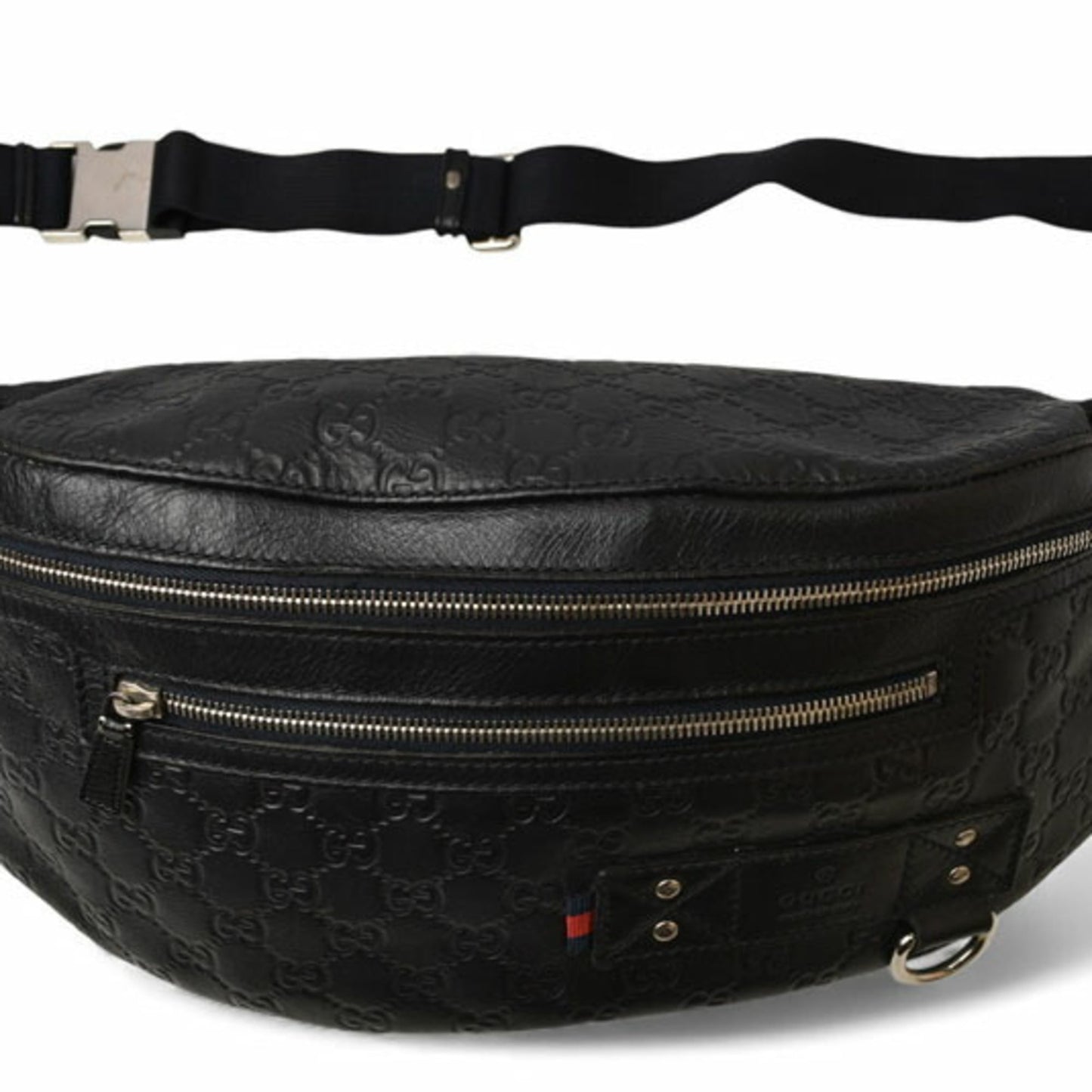 Gucci Navy Red Color Leather Sling Bag ( )