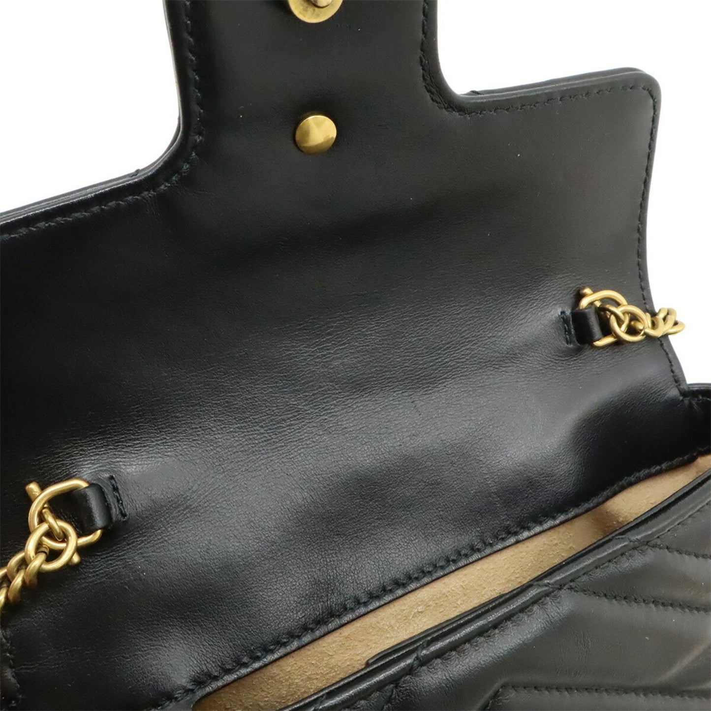 Gucci Gg Marmont Black Leather Pochette Shoulder Bag ( )