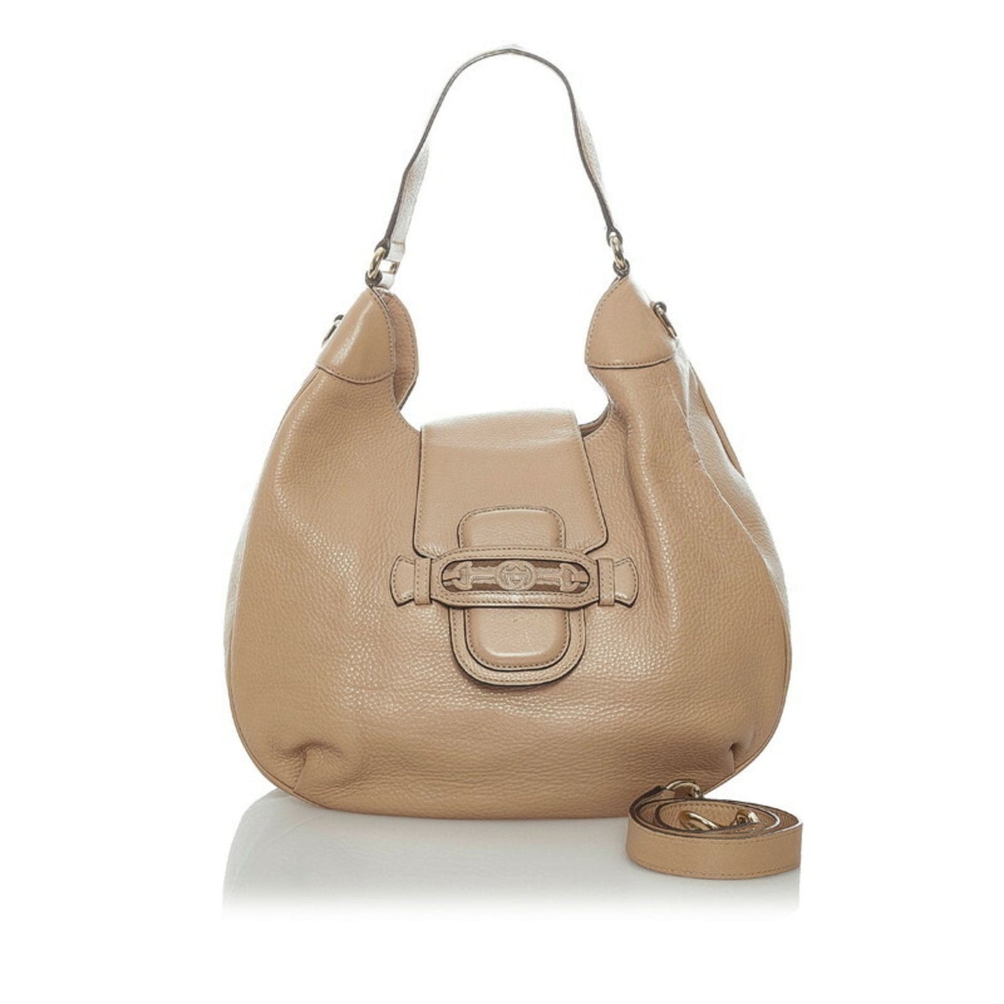 Gucci Horsebit Beige Leather Shoulder Bag