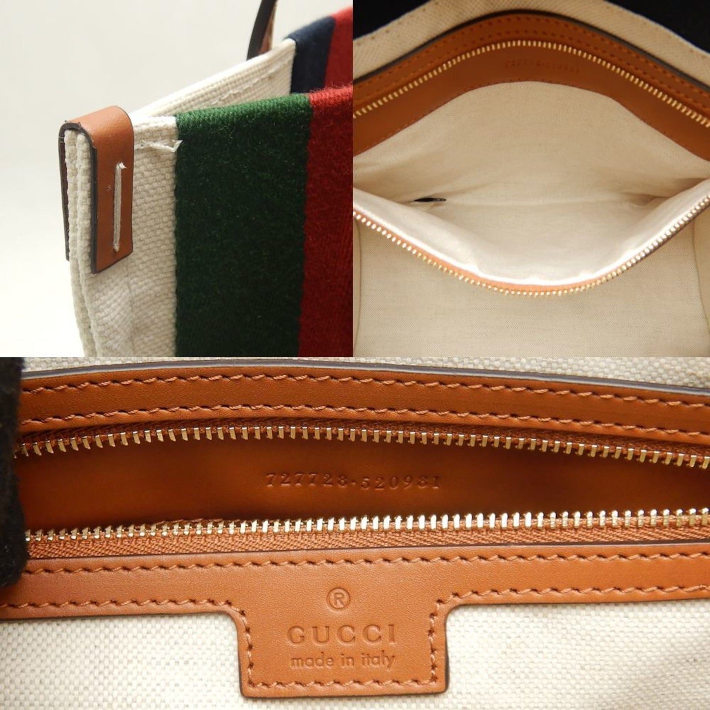 Gucci Brown Ivory Canvas Tote Bag ( )