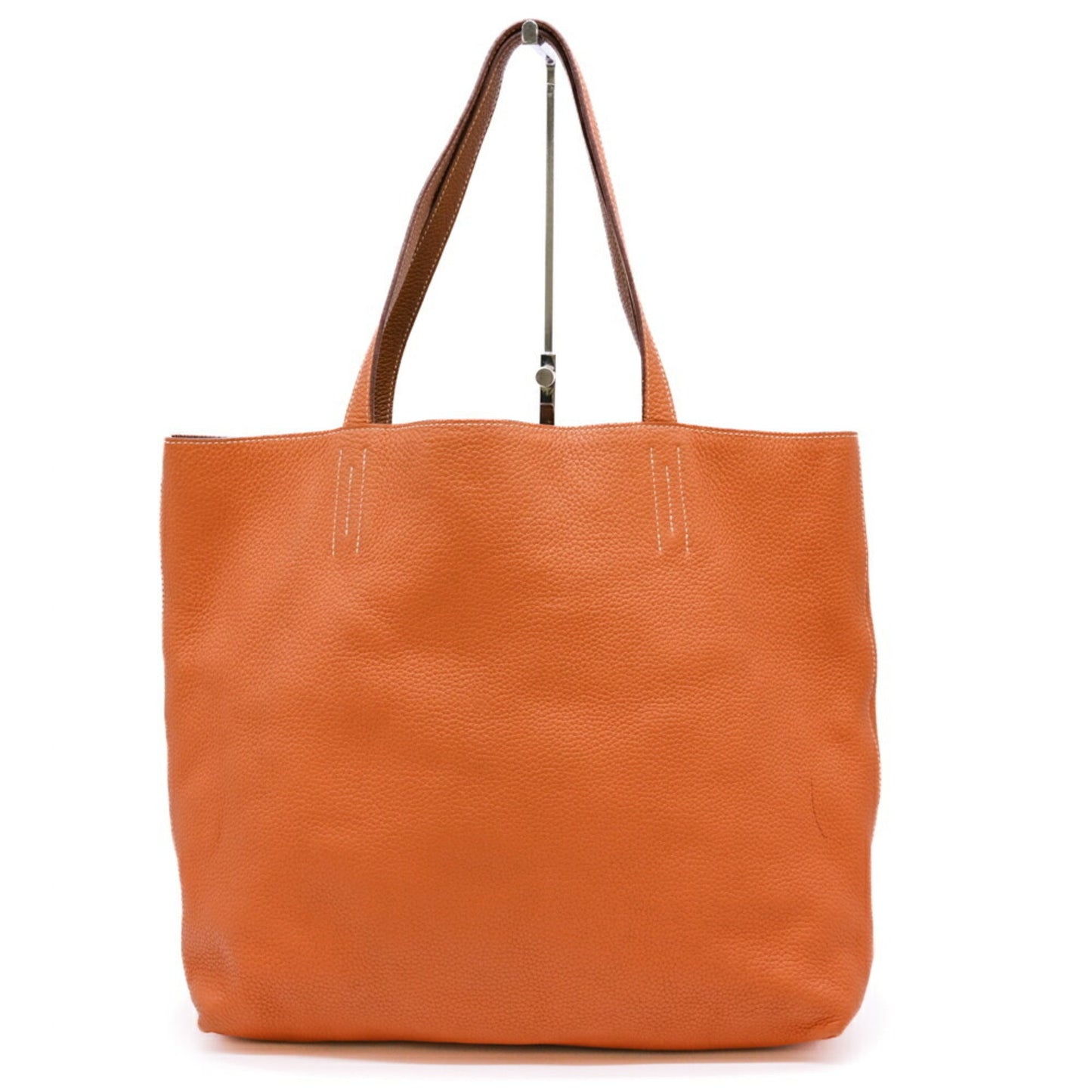 Hermes Brown Orange Taurillon Clemence Leather Tote Bag ( )
