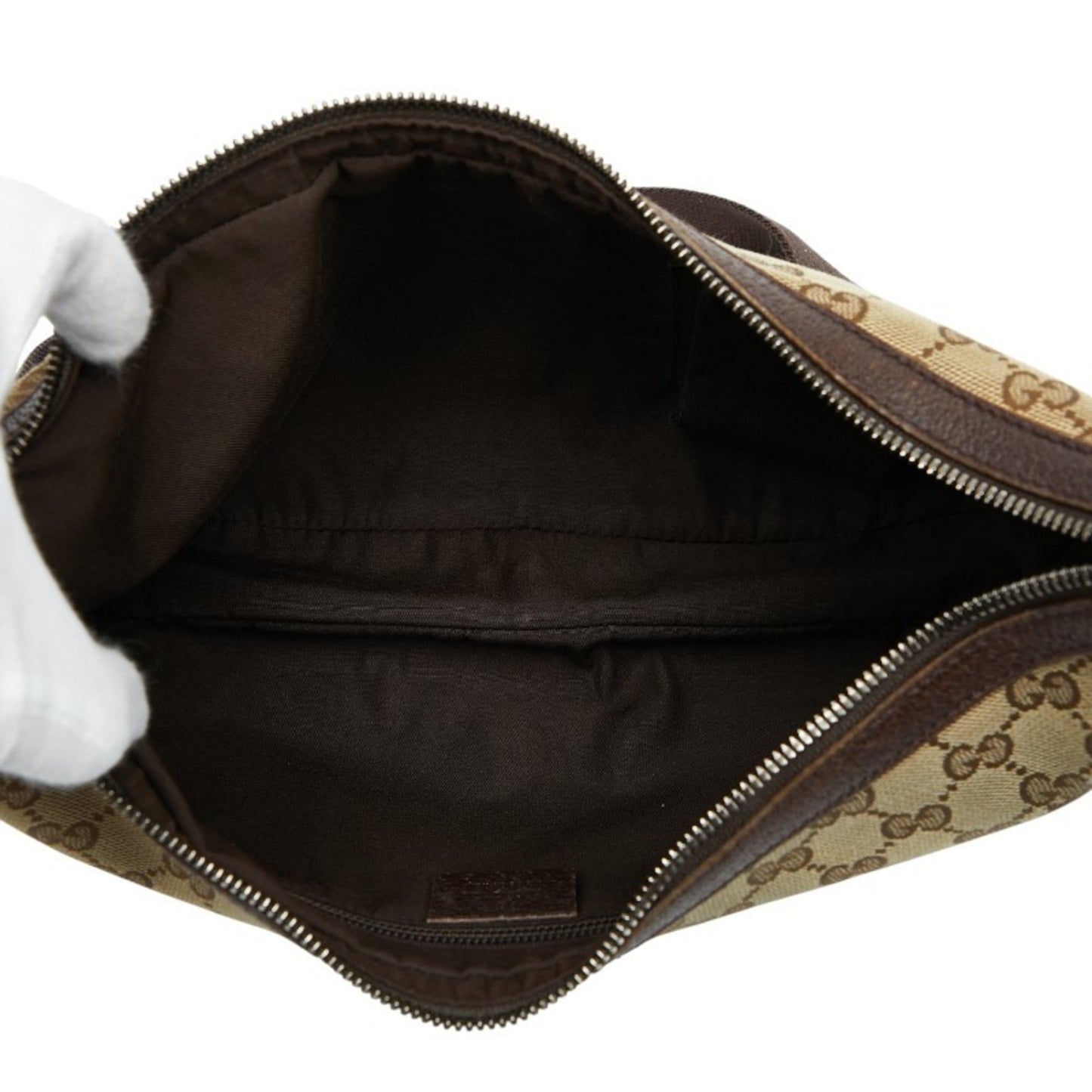 Gucci Beige Brown Canvas Leather Shoulder Bag ( )