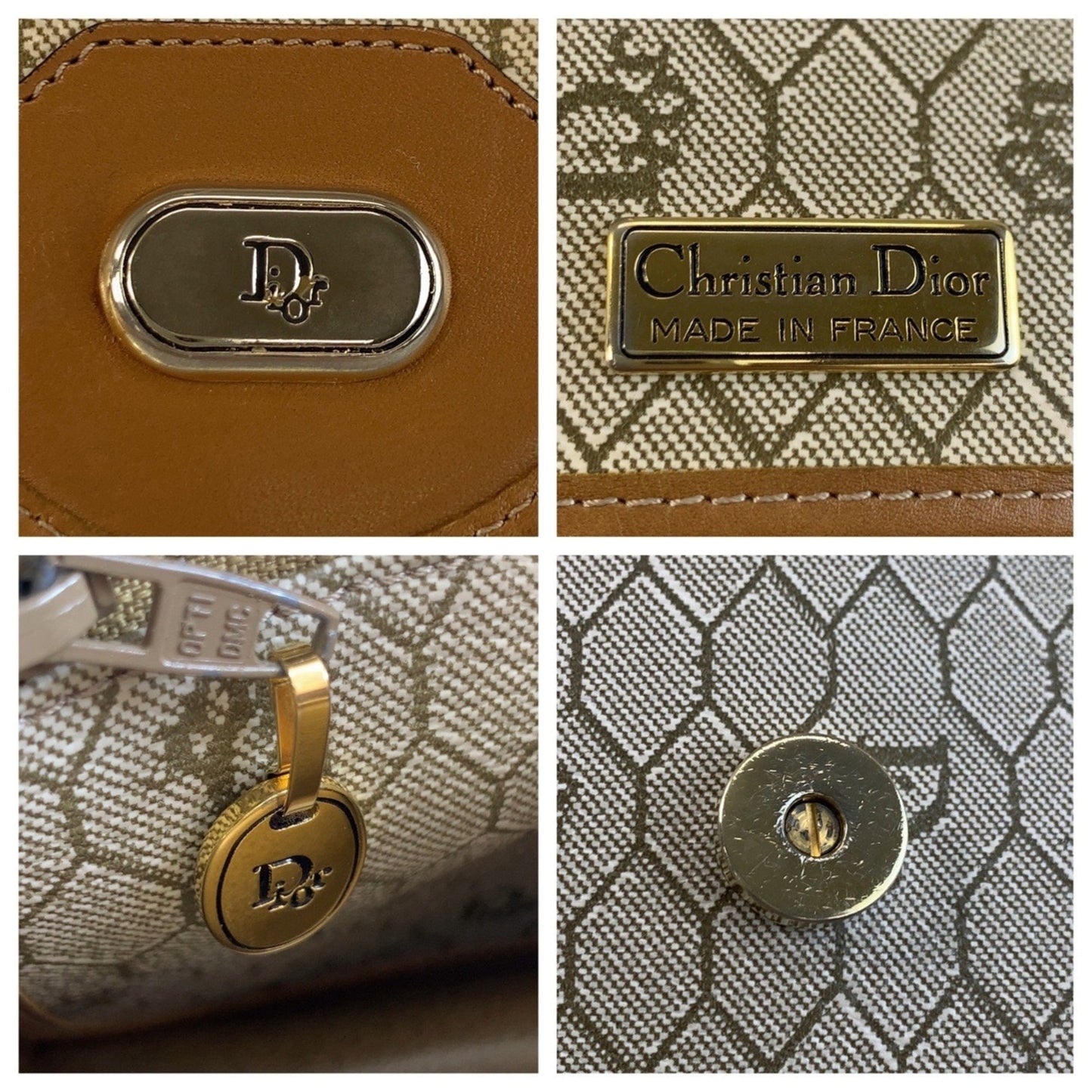 Christian Dior Beige Brown Pvc Leather Pochette Shoulder Bag ()