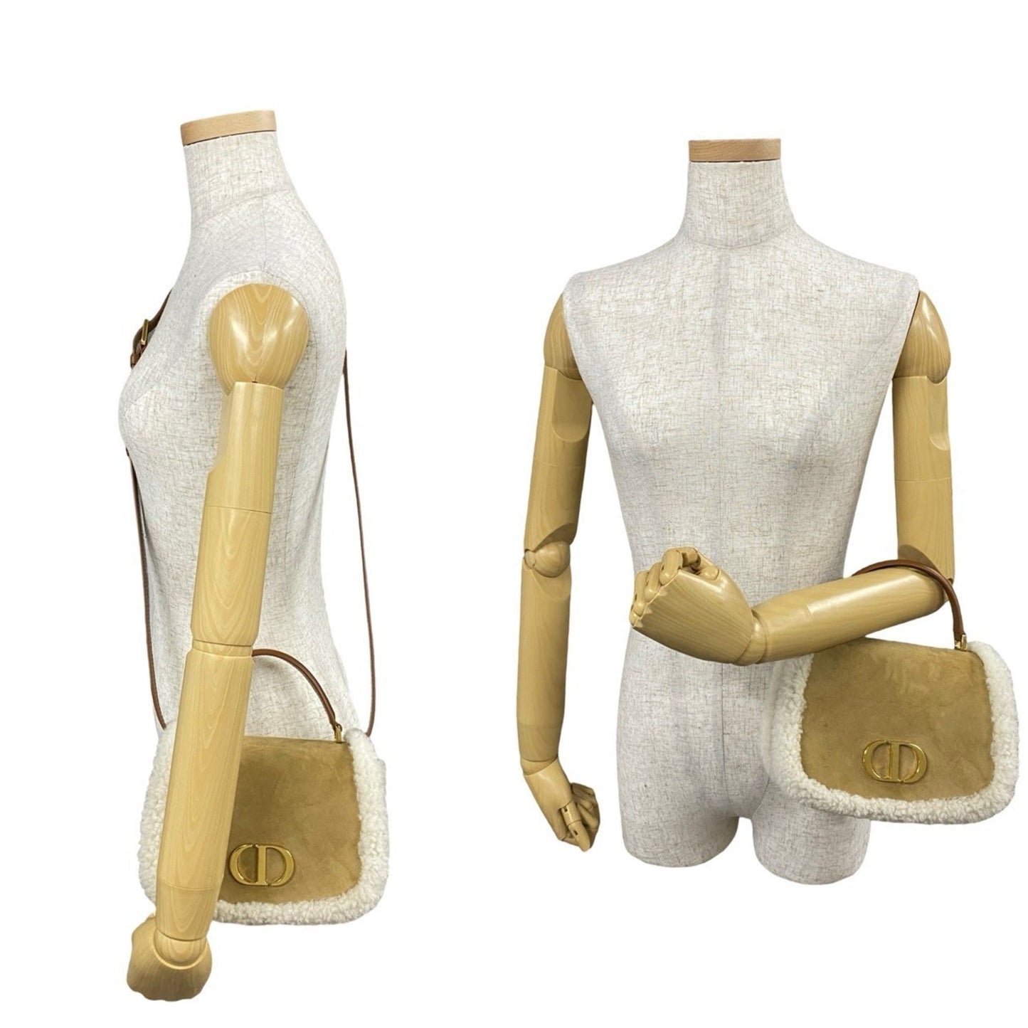 Christian Dior Beige White Leather Handbag Shoulder Bag ()