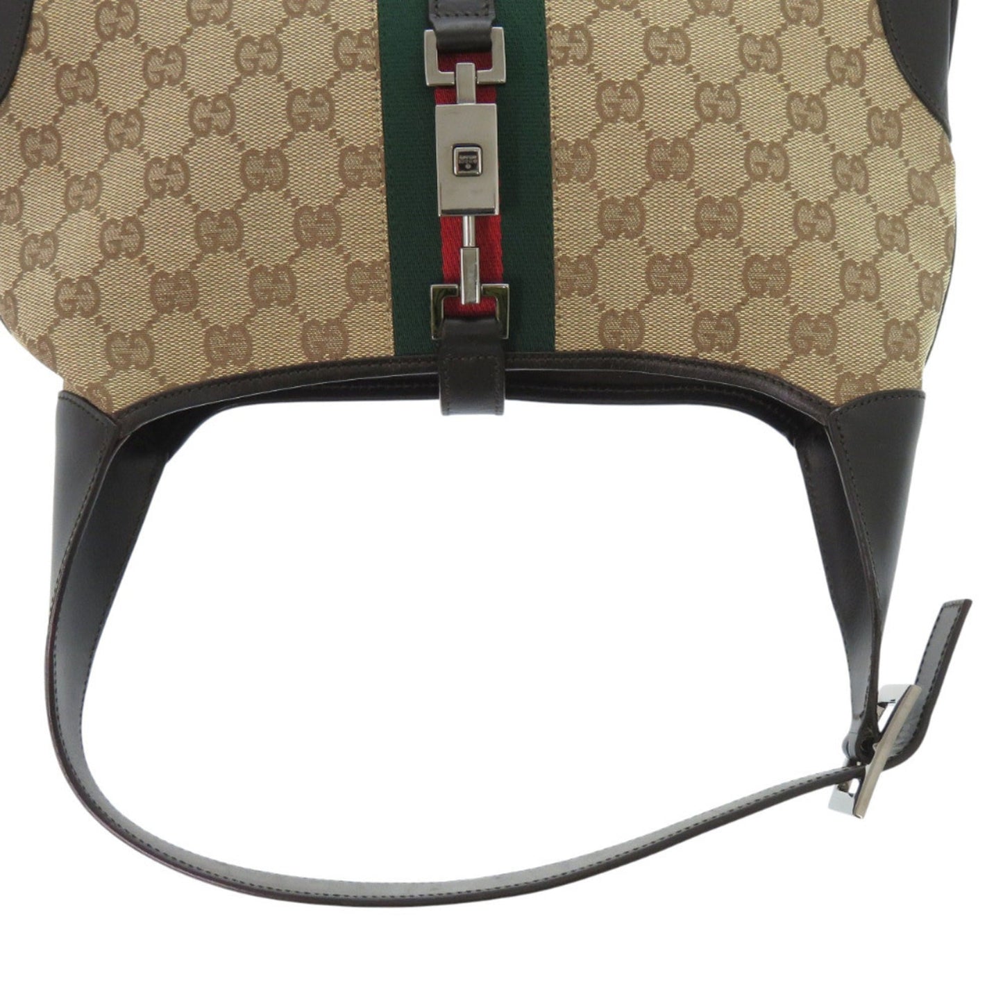 Gucci Beige Black Brown Gg Canvas Leather Shoulder Bag ( )