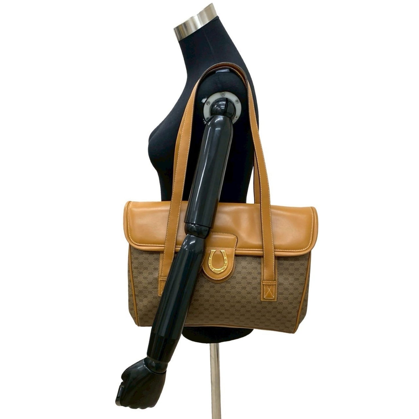 Gucci Brown Leather Pvc Shoulder Bag Tote Bag ( )