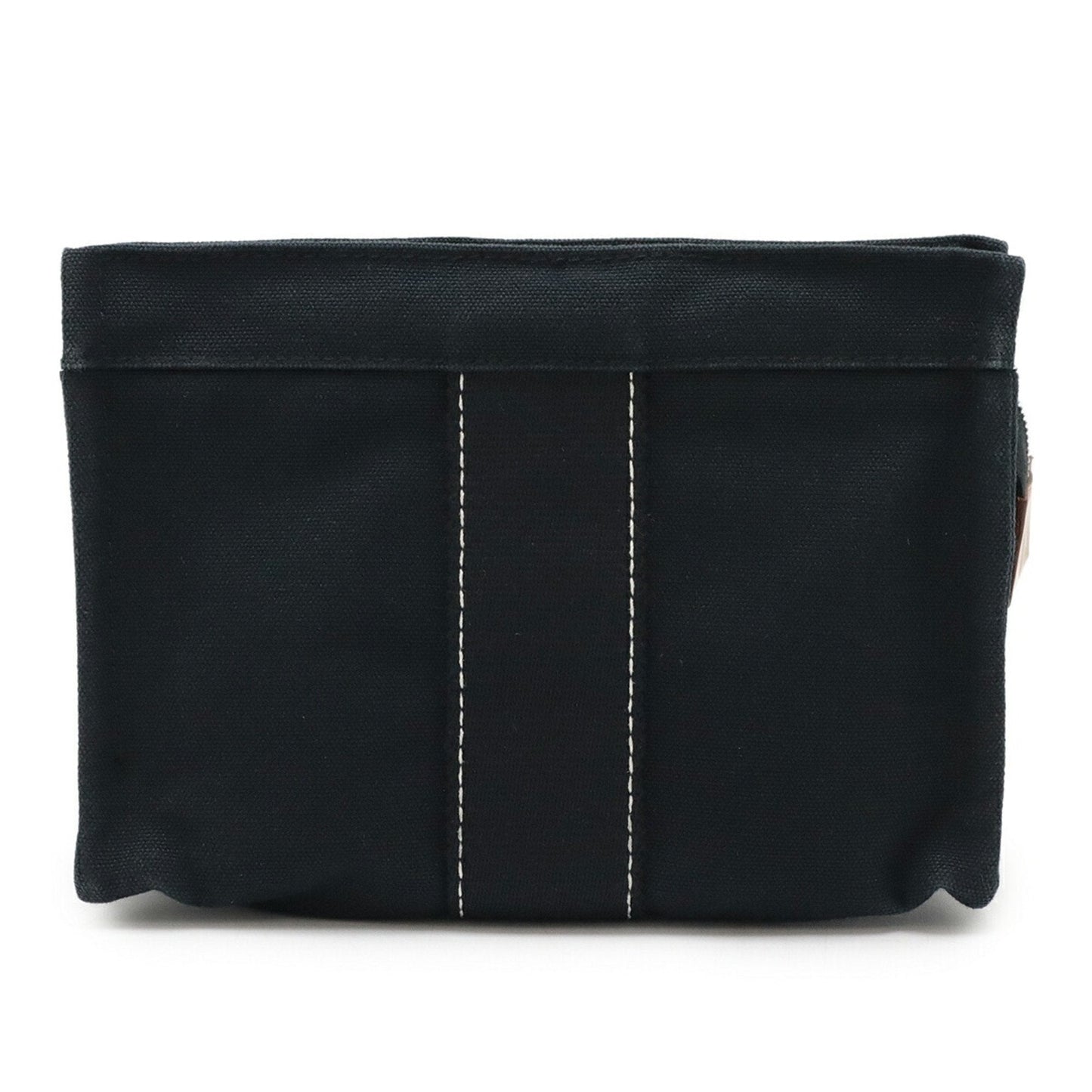 Hermes Deauville Black Canvas Leather Pouch ( )