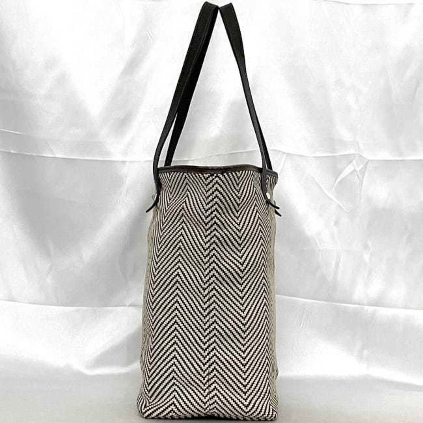Hermes Brown White Polyester Leather Tote Bag ( )