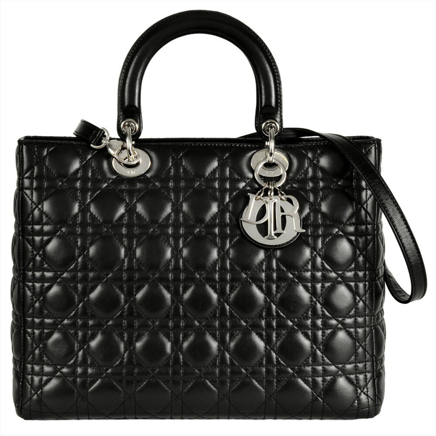 Christian Dior Lady Dior Black Leather Handbag ()