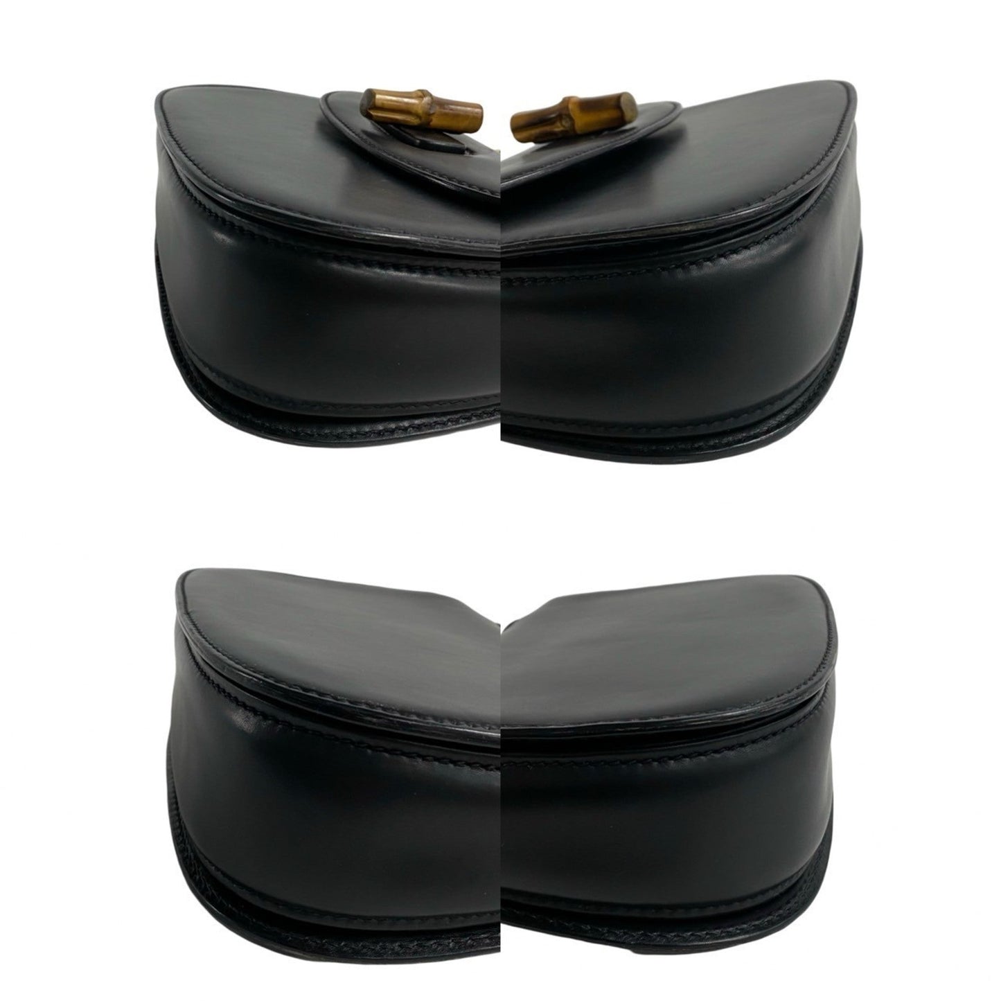 Gucci Black Bamboo Leather Handbag Tote Bag ( )