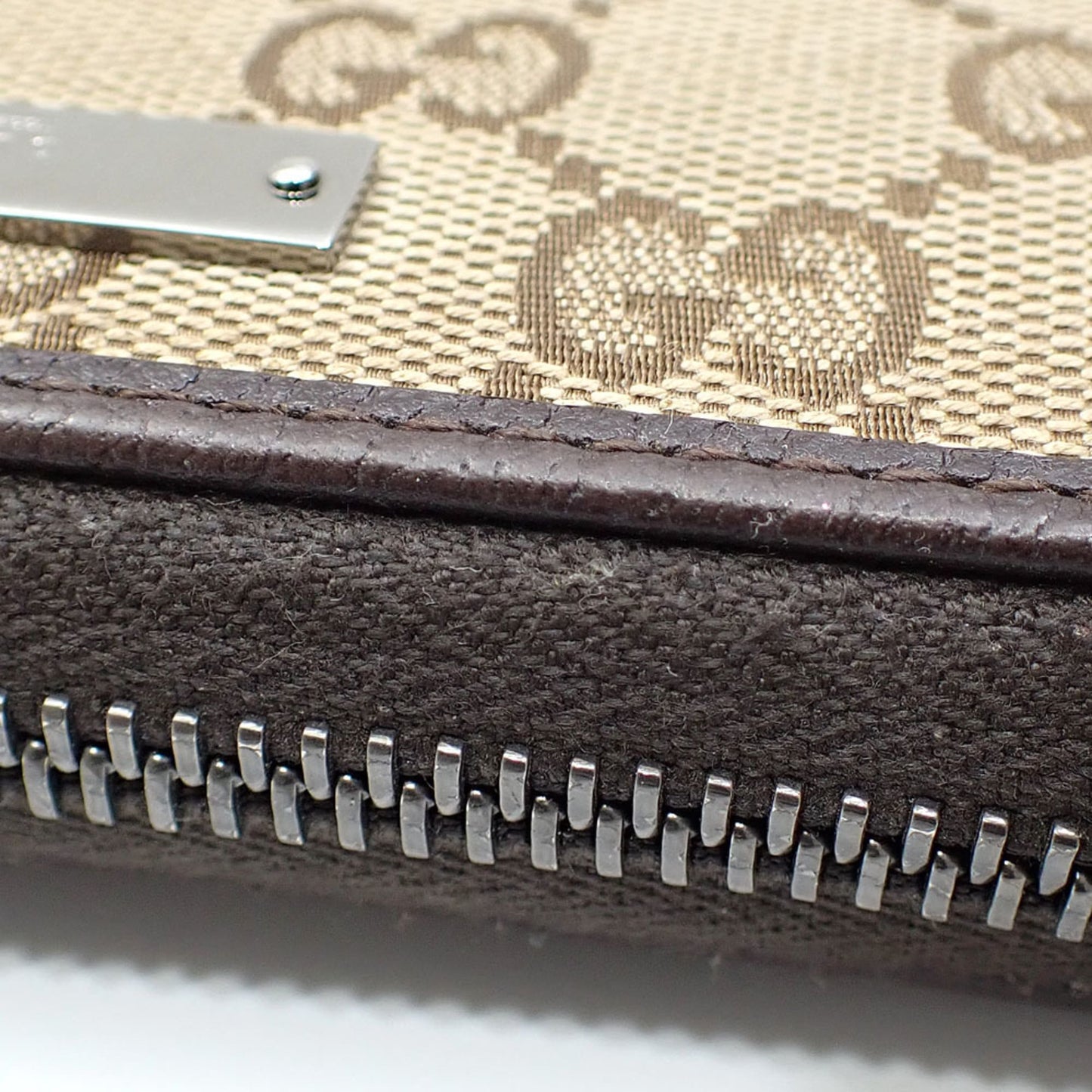Gucci Beige Brown Gg Canvas Leather Long Wallet (Bi-Fold) ( )