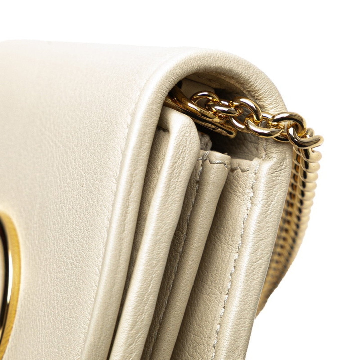 Gucci Gold Ivory Leather Shoulder Bag ( )